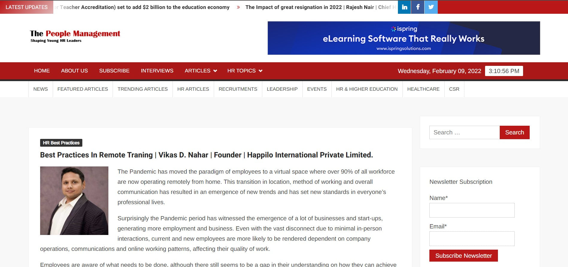 Best Practices In Remote Traning | Vikas D. Nahar | Founder | Happilo International Private Limited