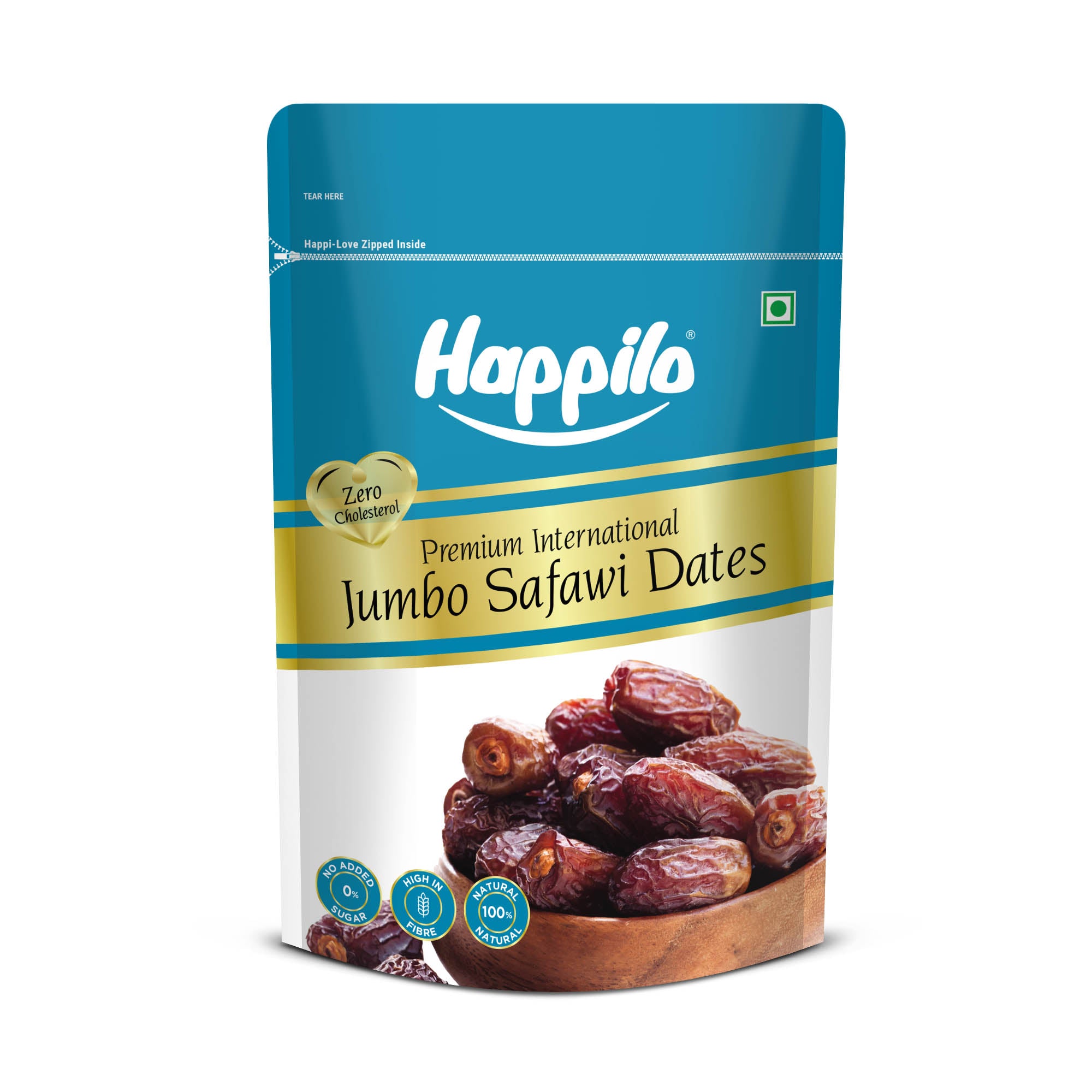 Happilo Safawi Jumbo Dates 200g, Rich in Iron, Antixidants, Fiber and Vitamin, Chewy Texture, Natural Sweetness, No added Preservatives