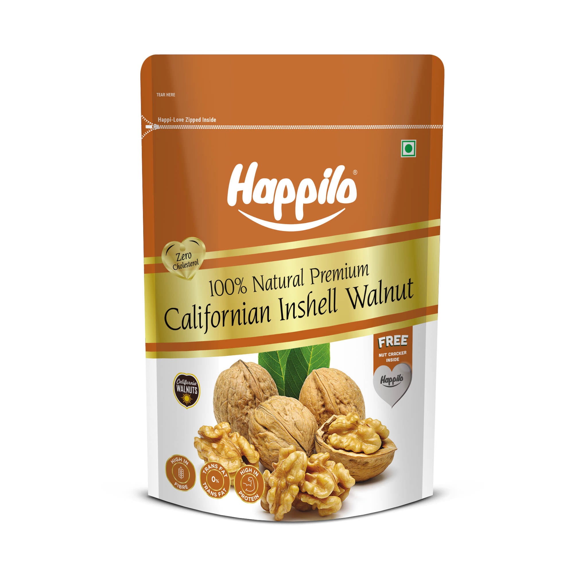 Happilo Premium Natural California Inshell Walnuts with Free Nut Cracker