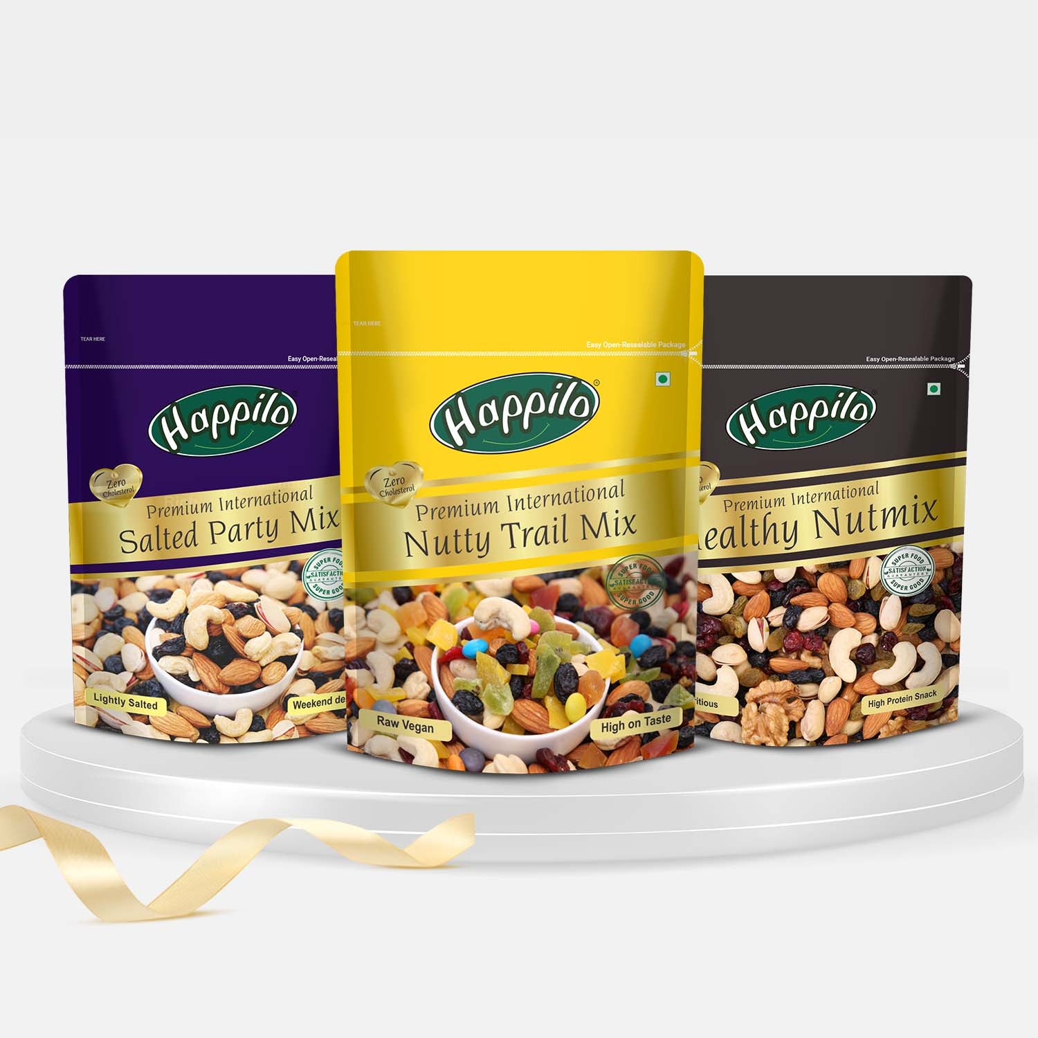 Premium Nuts & Dry Fruits Combo 600g (Trail Mix, Nutmix, Party Mix 200g Each)