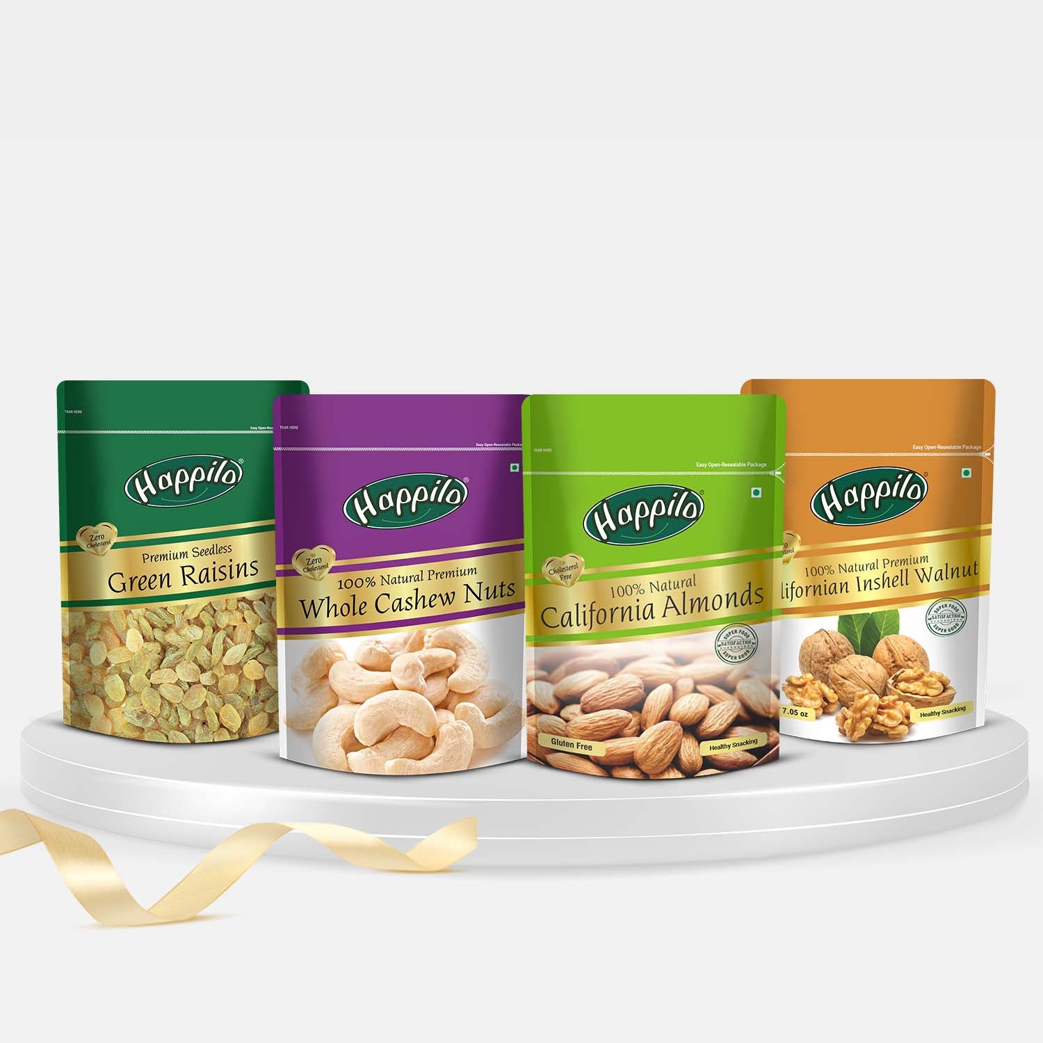 Premium Dry Fruits Combo (California Almonds 200g Whole Cashews 200g Raisins 250g & California Inshell Walnuts 200g)