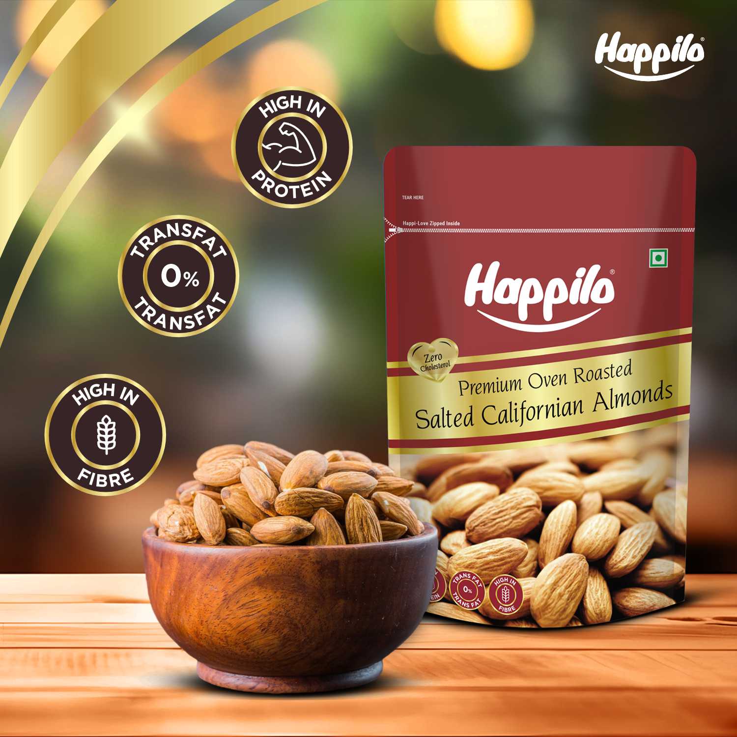 Happilo Roasted & Lightly Salted Premium Californian Almonds
