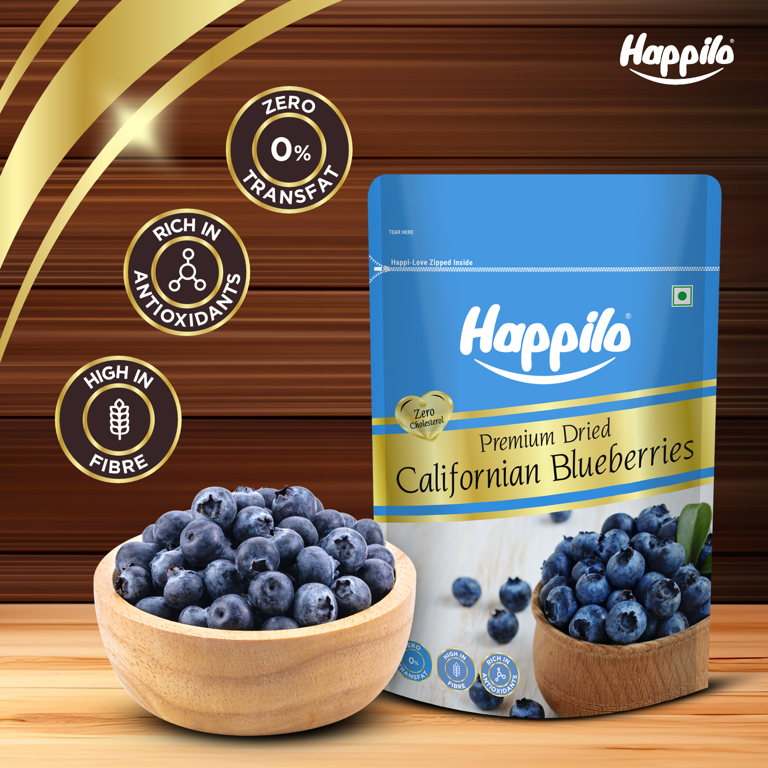 Happilo Healthy & Sweet Californian Dried Blueberries