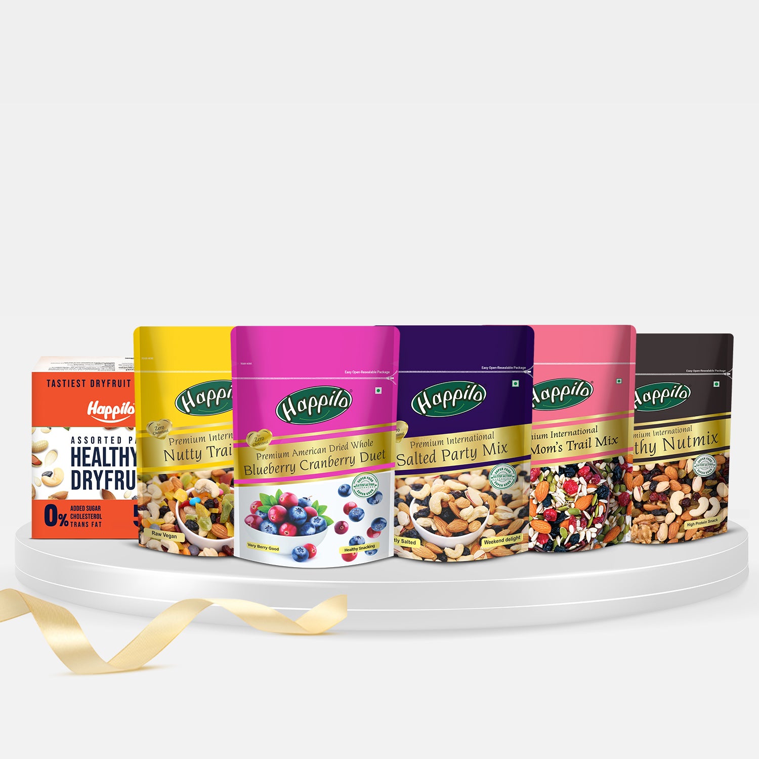 Nuts, Berries, Party Mix & Dry Fruit Combo (Premium Nut Mix, Nutty Trail Mix, Blueberry Cranberry Duet, Roasted Party Mix, Super Mom's Trail Mix, Dry Fruit Bar Celebrations Pack)