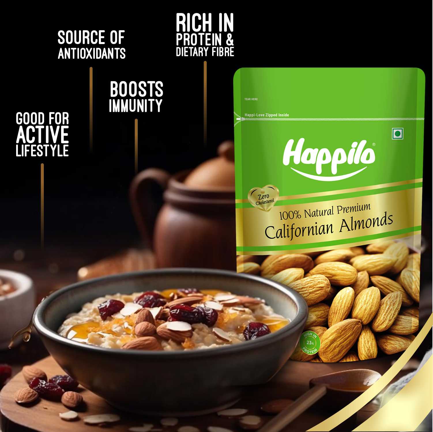 Happilo 100% Natural Premium Californian Almonds