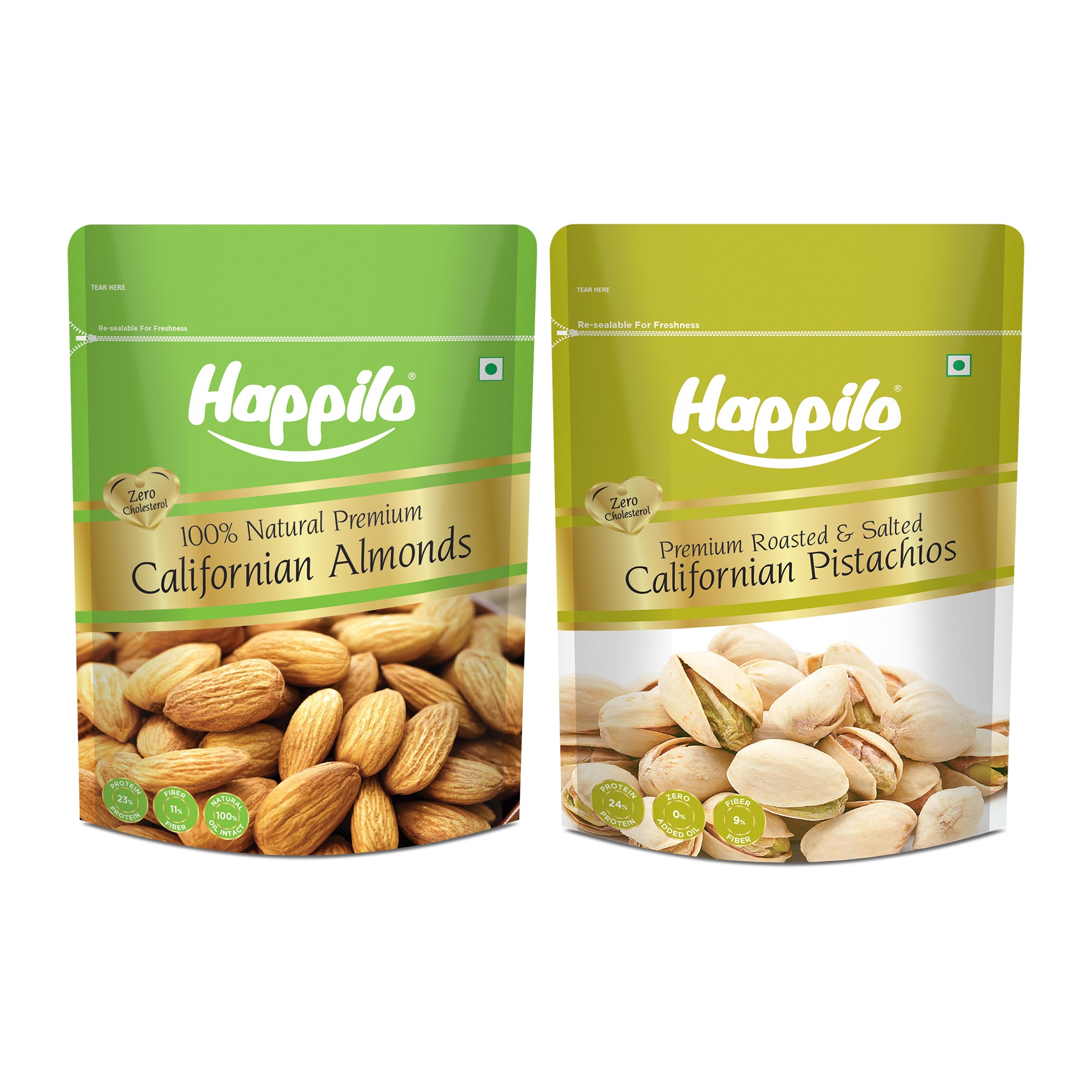 Happilo Premium Super Value Pack Combo 900g (Almond 450g & Pista 450g)