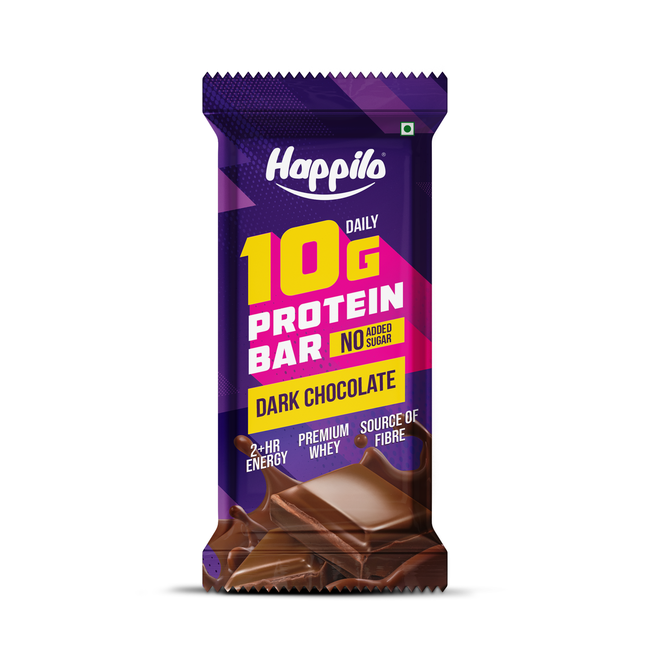 Happilo Premium Dark Chocolate Protein Bar, 10g Protein, Premium Whey, Source of Fiber, Work Out Bar