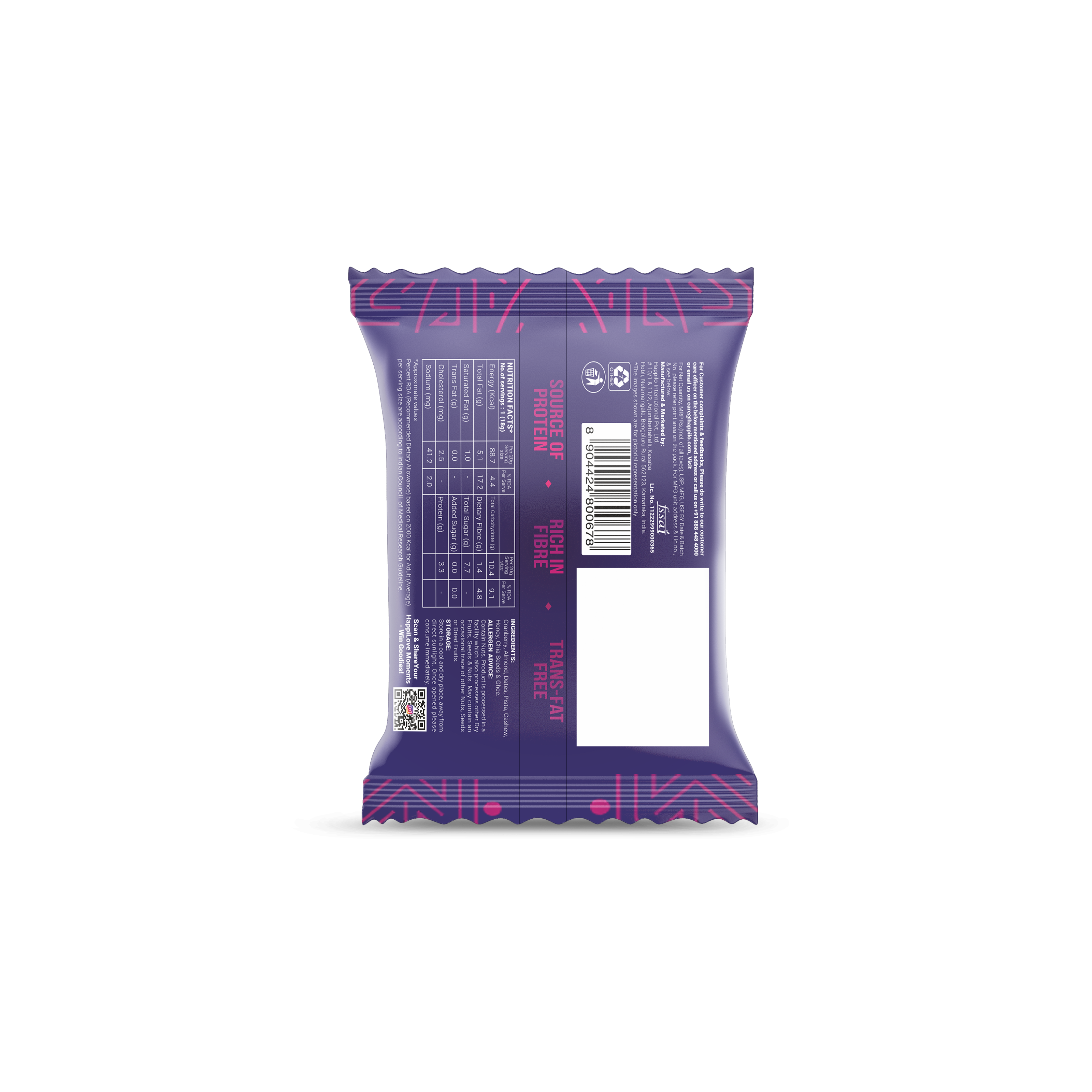 Happilo Premium Date Bites Cranberry