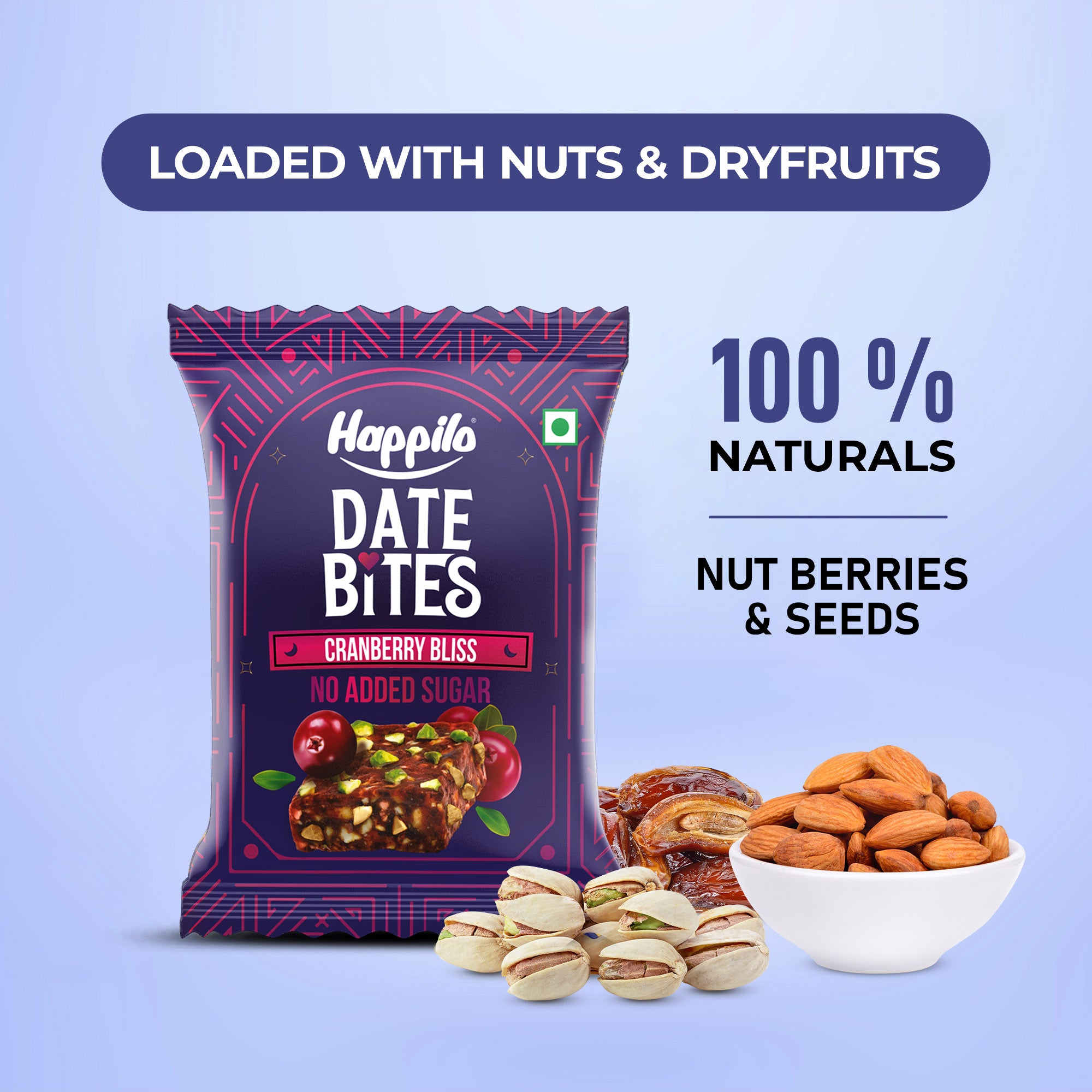 Happilo Premium Date Bites Cranberry