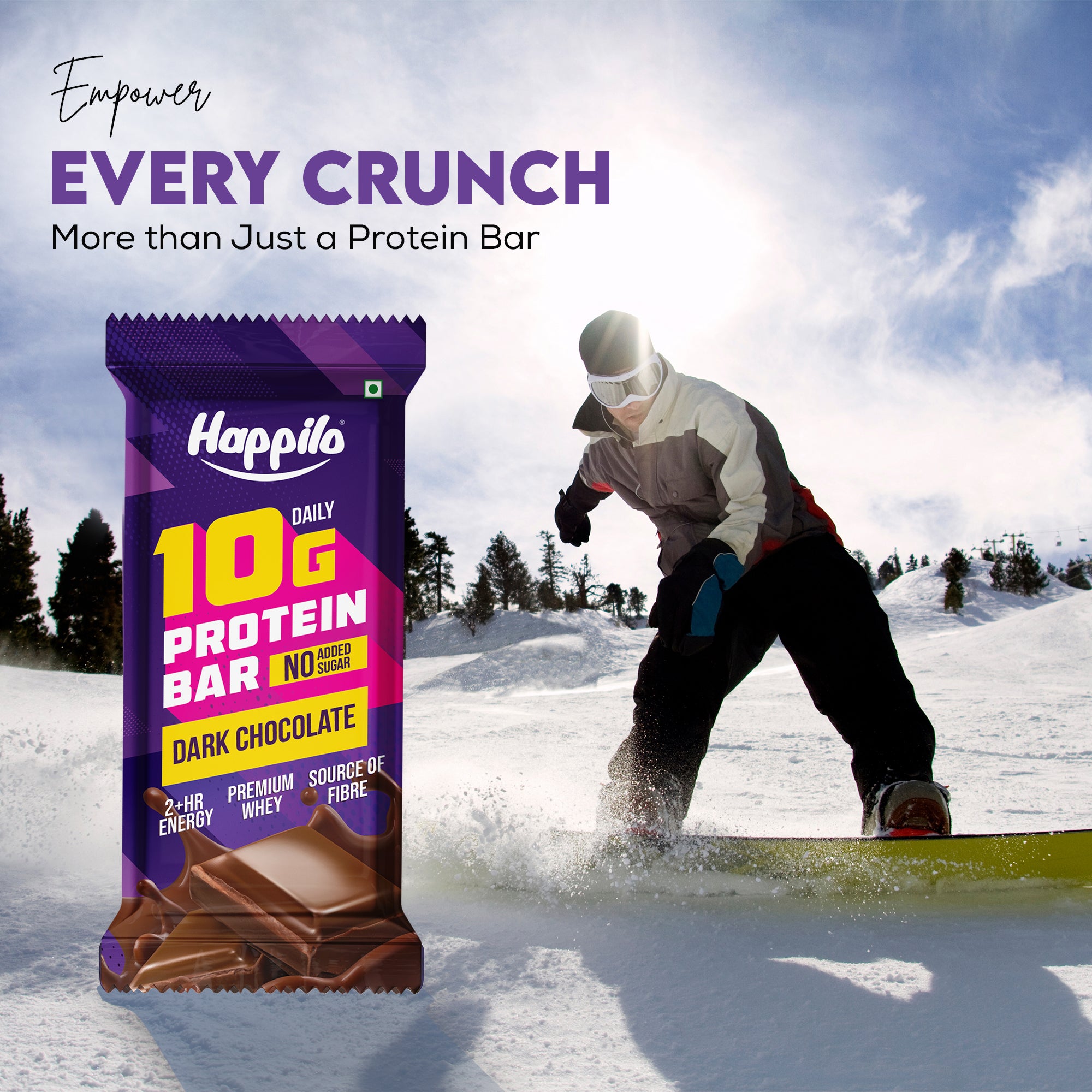 Happilo Premium Dark Chocolate Protein Bar, 10g Protein, Premium Whey, Source of Fiber, Work Out Bar