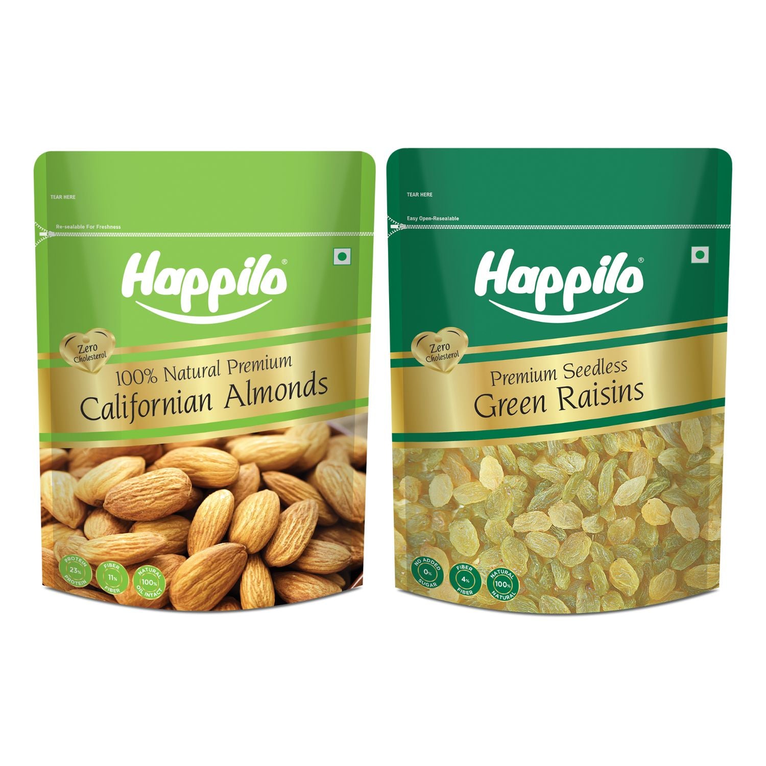 Happilo Premium Super Value Pack Combo 900g (Almond 450g & Raisins 450g)