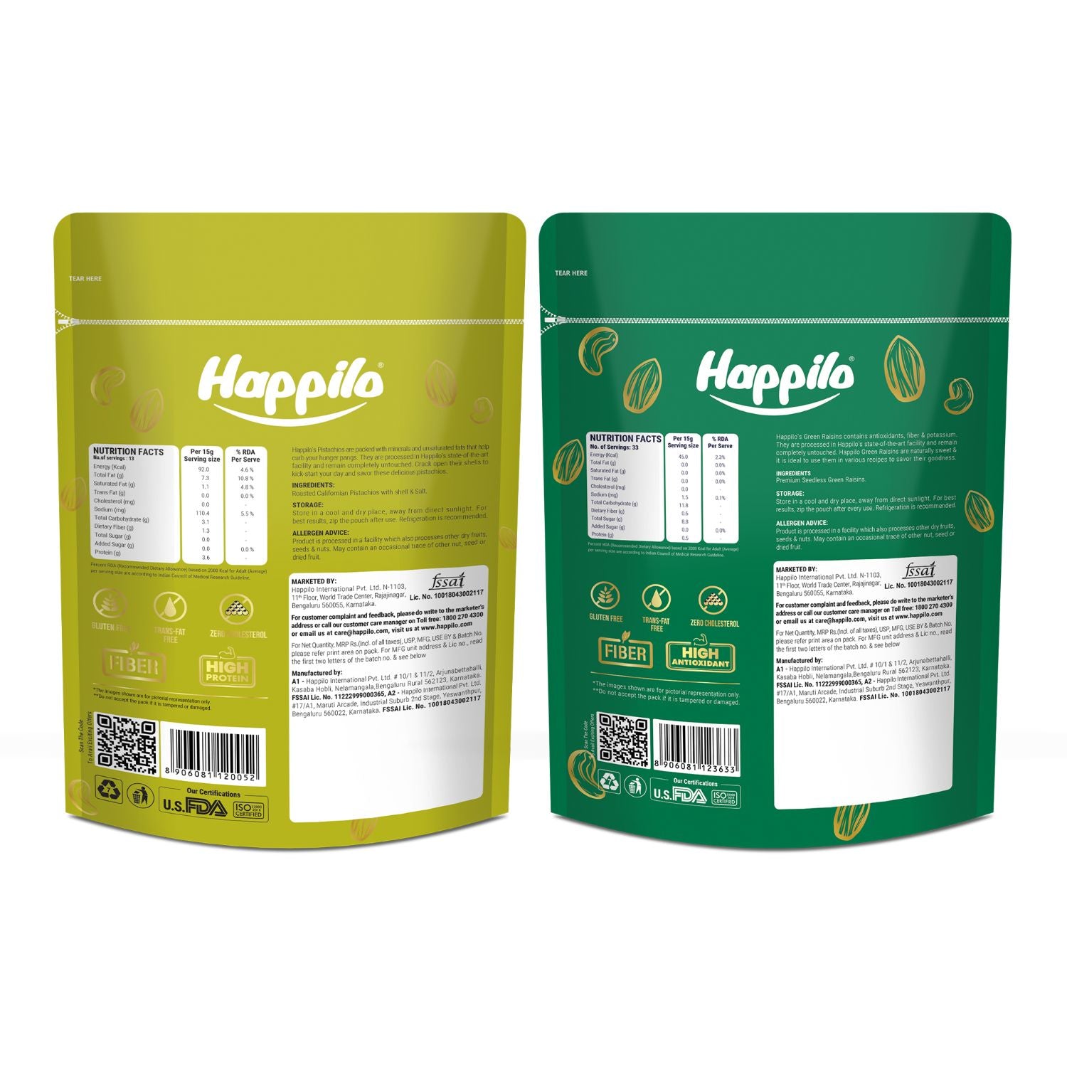 Happilo Premium Super Value Pack Combo 900g (Pista 450g & Raisins 450g)