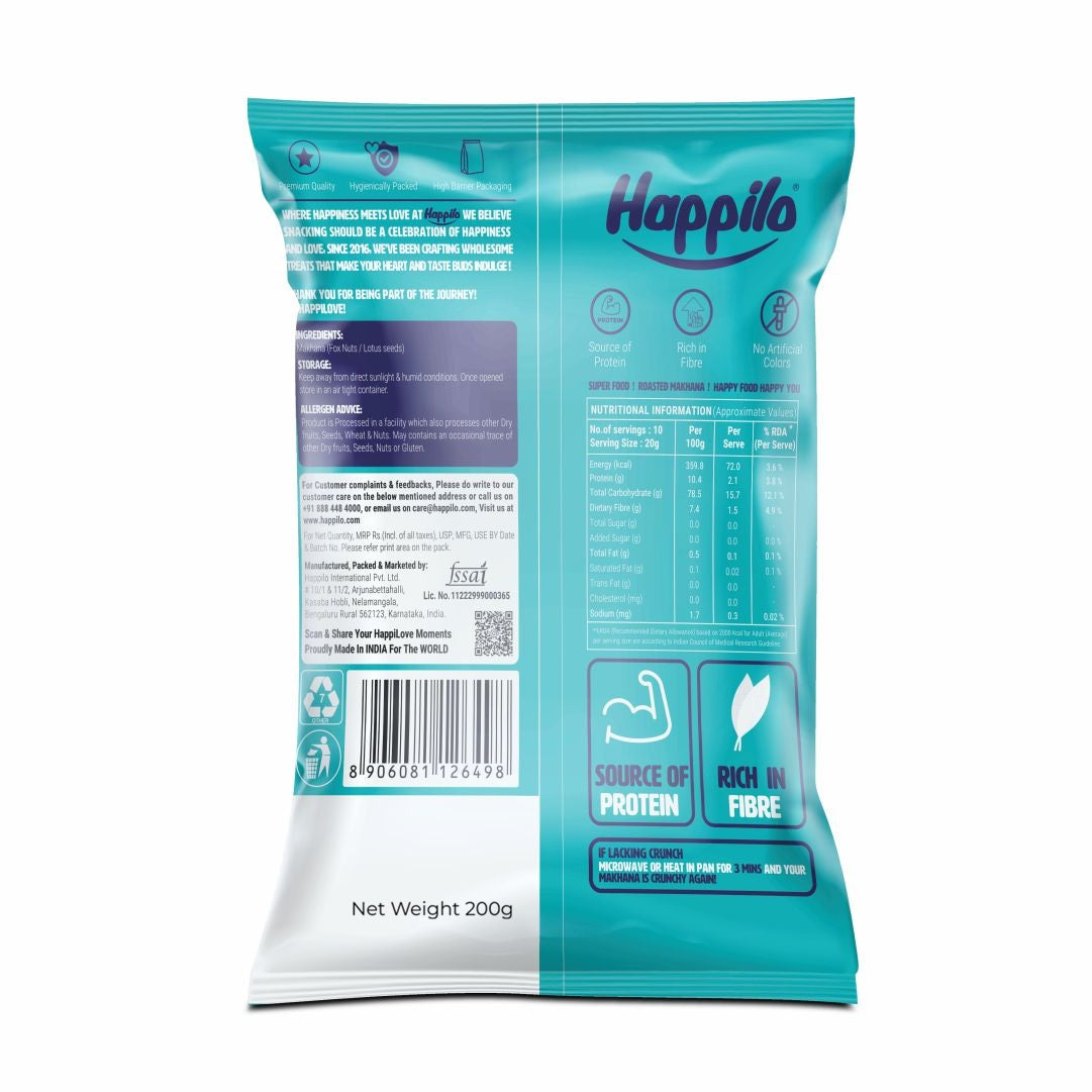 Happilo Premium All Natural Fox Nuts (Phool Makhana) 200g | Lotus Seeds, Gorgon Nuts | No added Preservatives and No artificial Flavours