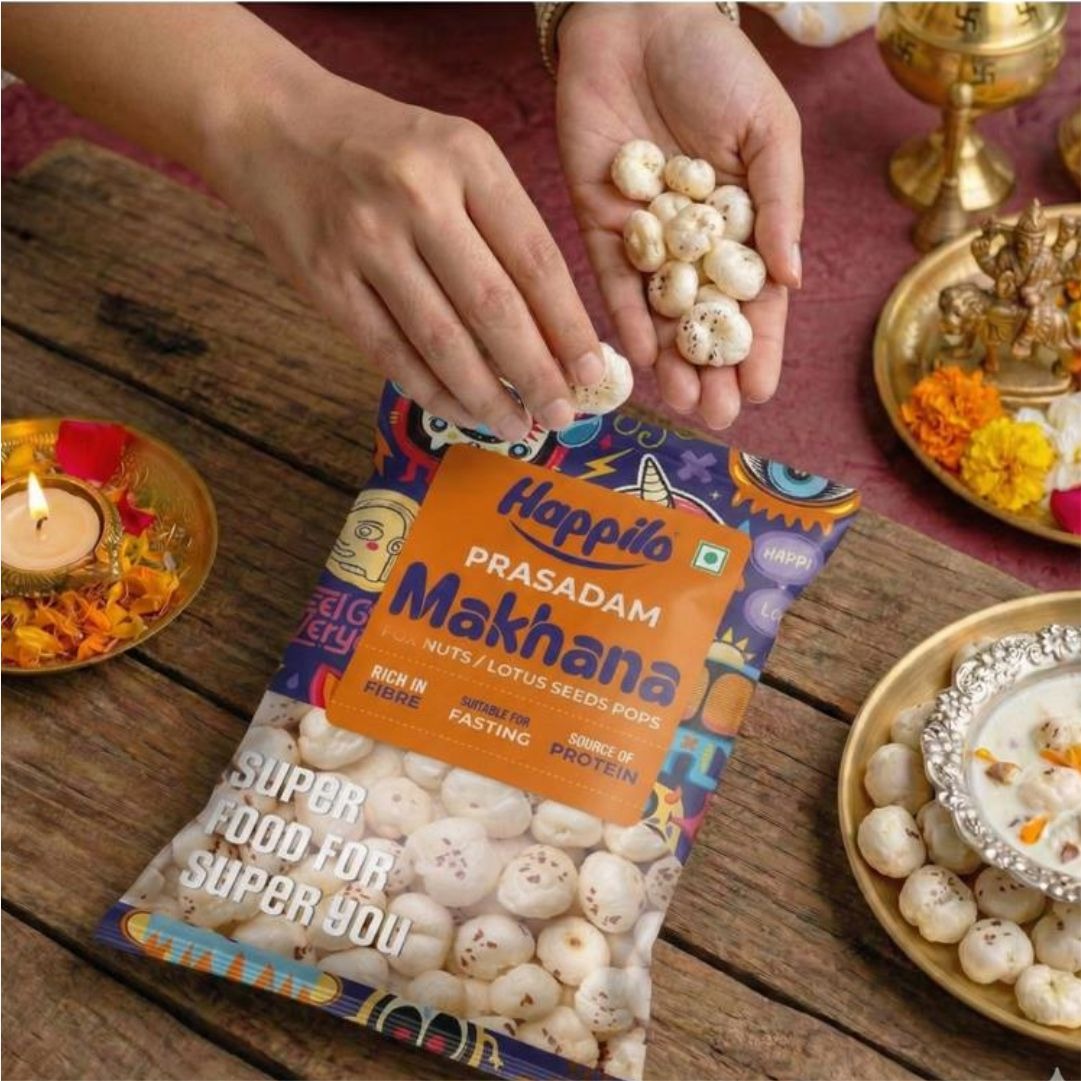 Happilo Premium Plain Prasadam Makhana 200g, Fit for Fasting, Lotus Seed Pop/Gorgon Nut Puffed Kernels, Hand-Picked