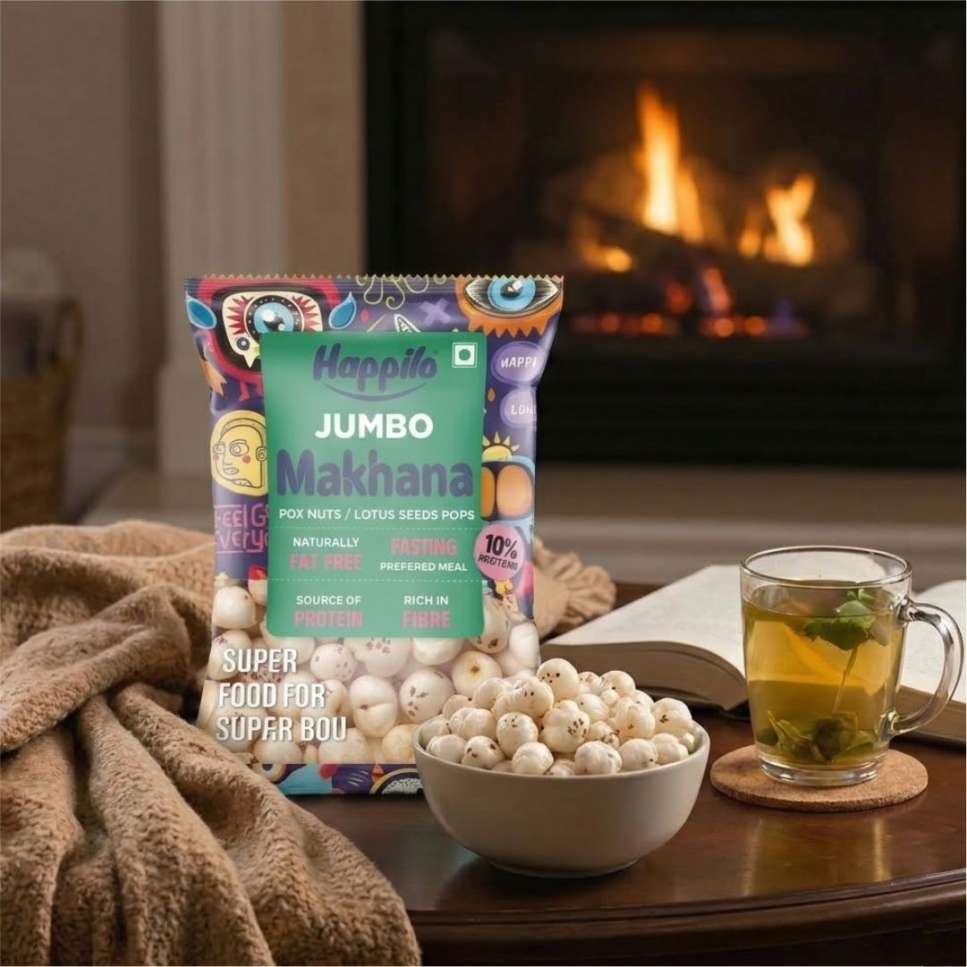 Happilo Premium Jumbo Fox Nuts (Phool Makhana) 200g | Lotus Seeds, Gorgon Nuts | Crunchy & Nutritious | No added Preservatives and No artificial Flavours