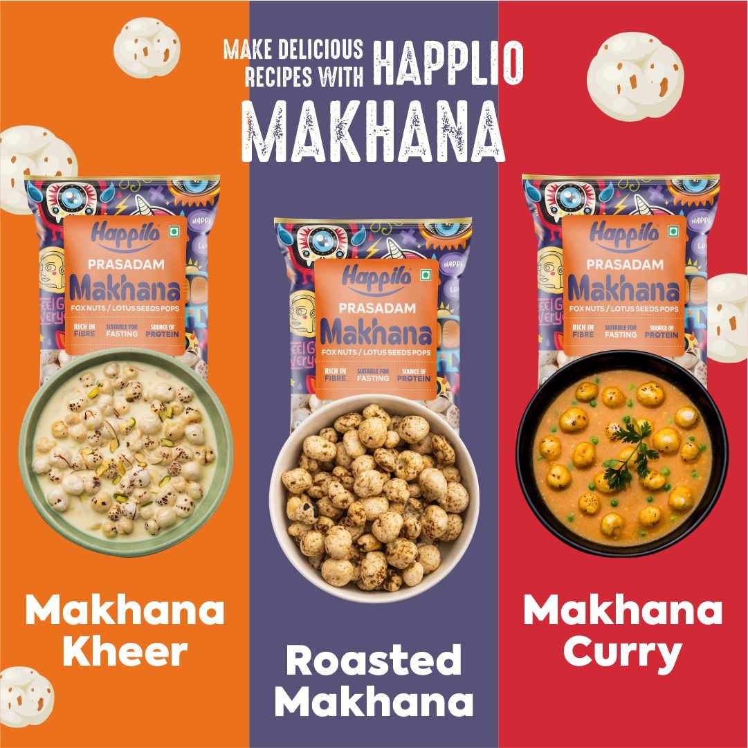 Happilo Premium Plain Prasadam Makhana 200g, Fit for Fasting, Lotus Seed Pop/Gorgon Nut Puffed Kernels, Hand-Picked