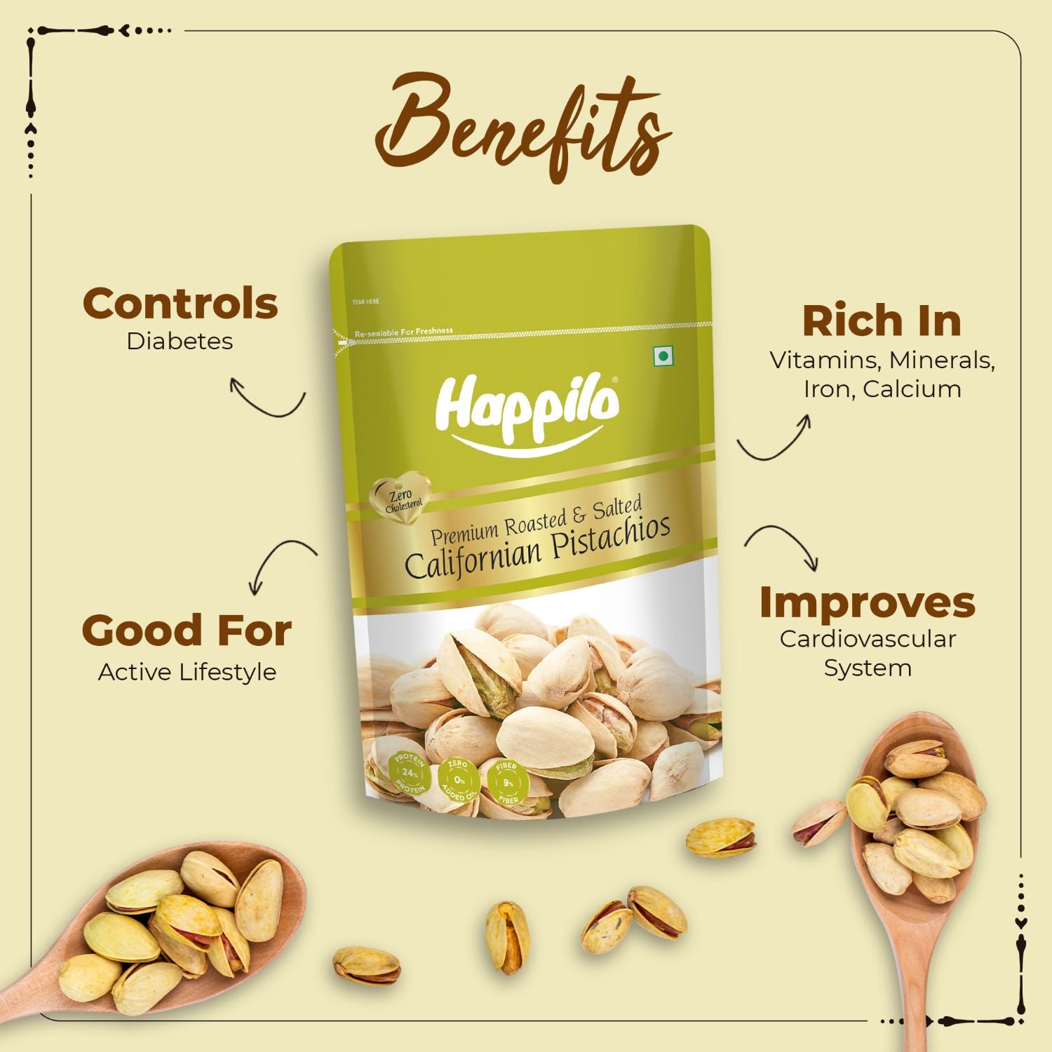 Happilo Premium Super Value Pack Combo 1350g (Almond 450g, Cashew 450g & Pista 450g)