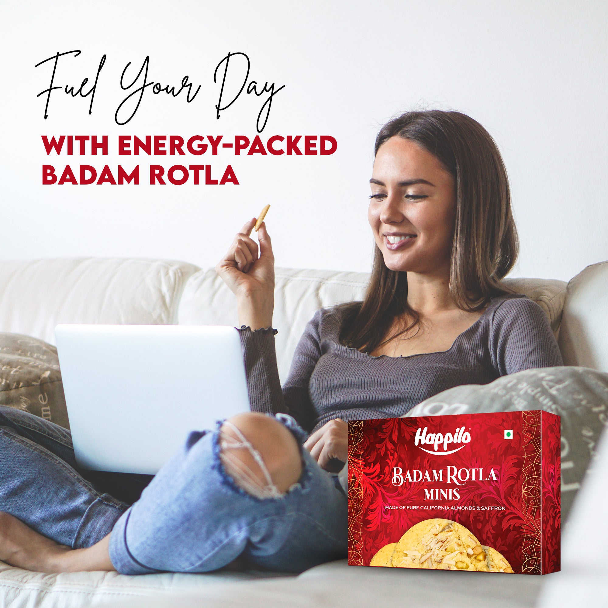 Happilo Badam Rotla Minis 200g, Made with California Almonds, California Pistachios, Ghee, Saffron, Rich in Protein and Fibers
