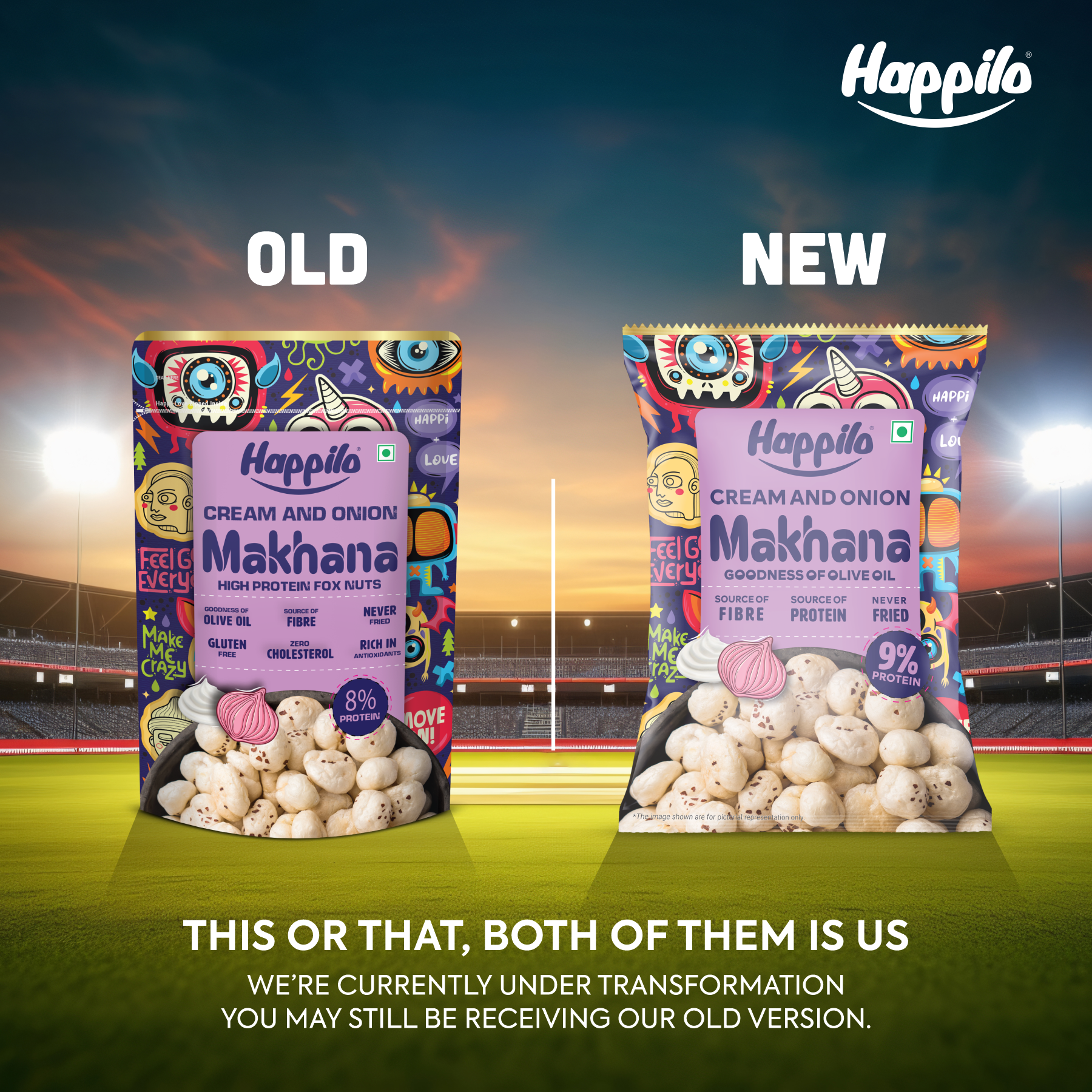 Happilo Premium Super Snack Makhana Cream & Onion 55g | Roasted | Crunchy | Flavourful