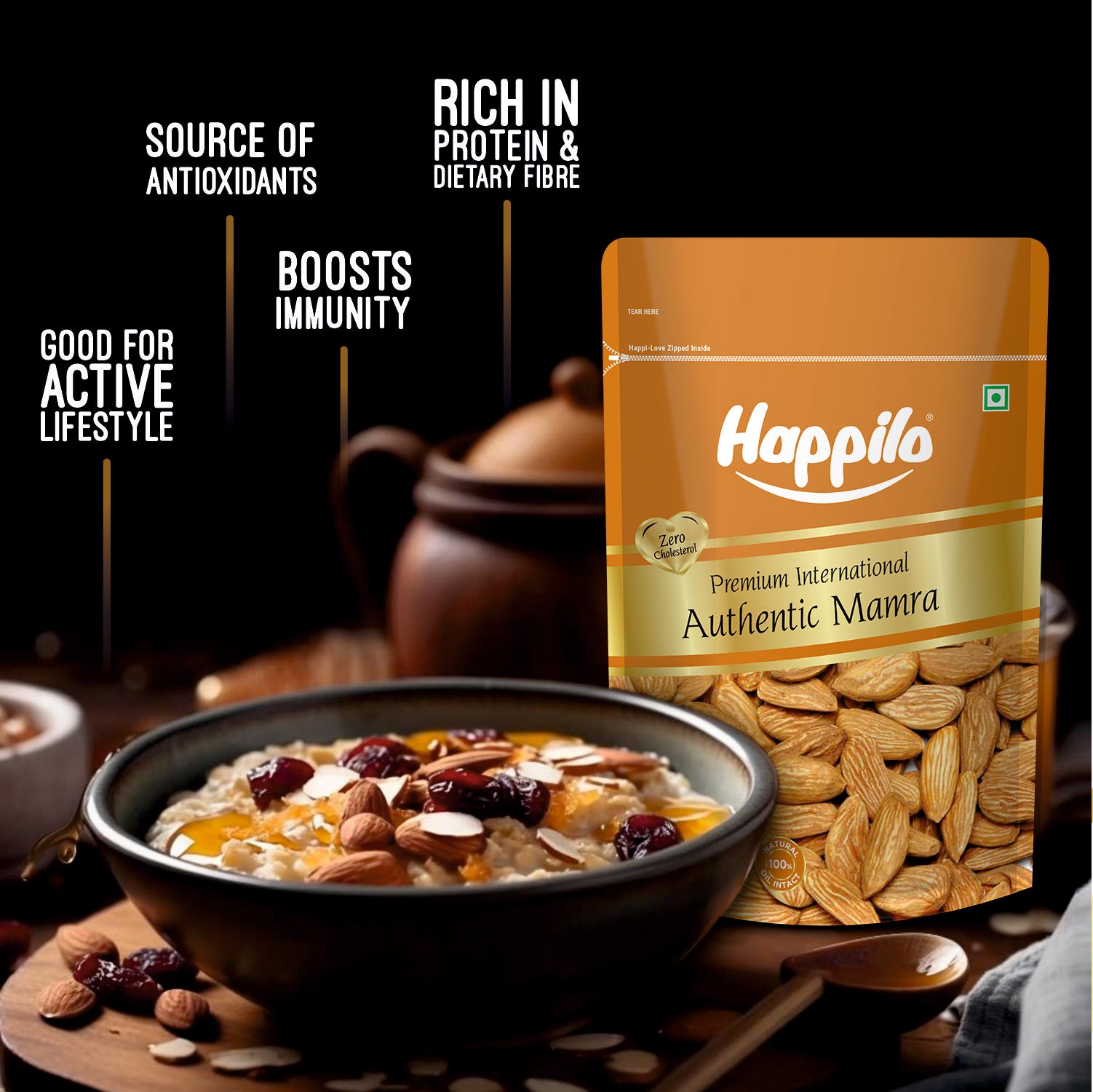 Happilo Premium Raw Mamra Almonds
