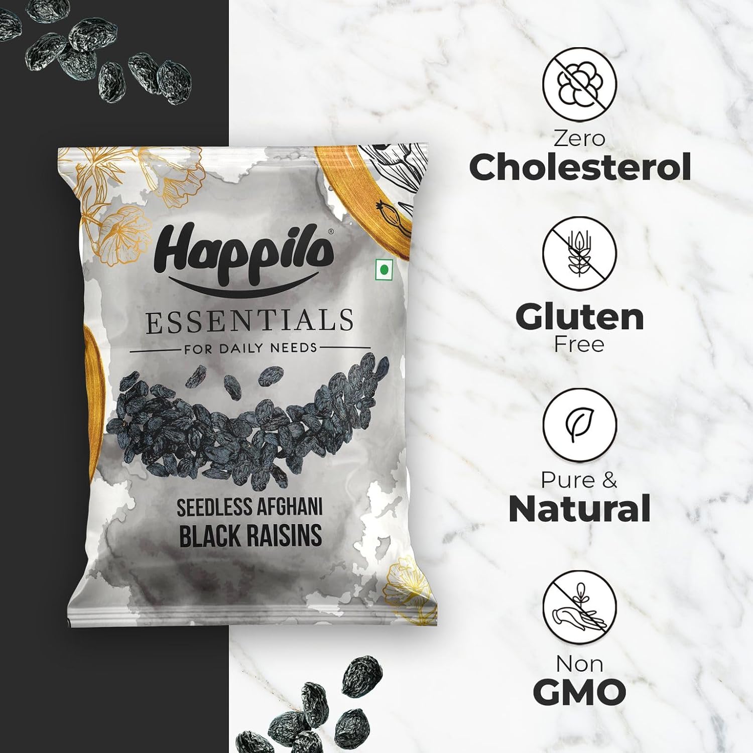 Happilo Essentials Afghani Seedless Black Raisins 200g