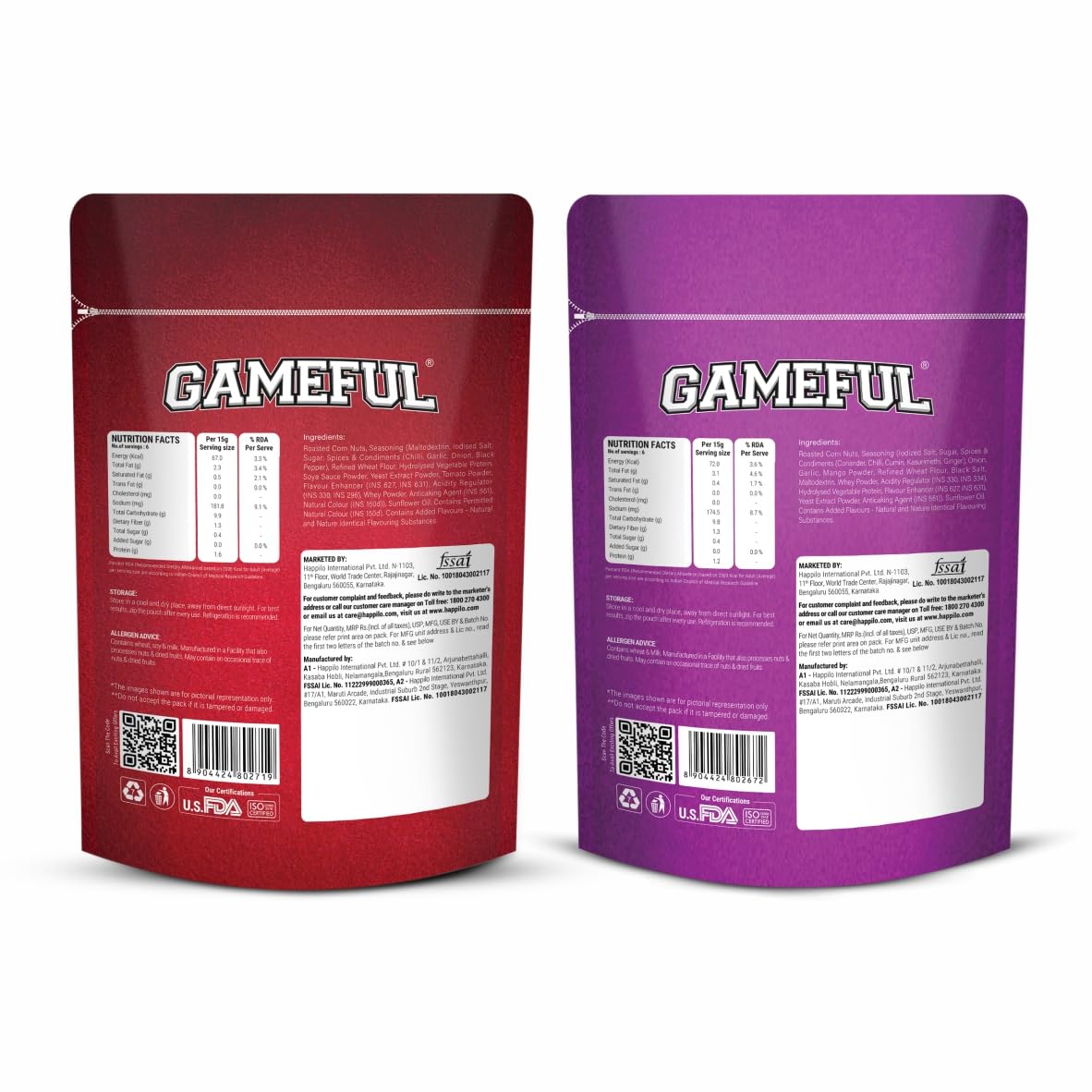 Gameful Corn Nut Combo 160g (Tangy Spice&Korian Barbeque)