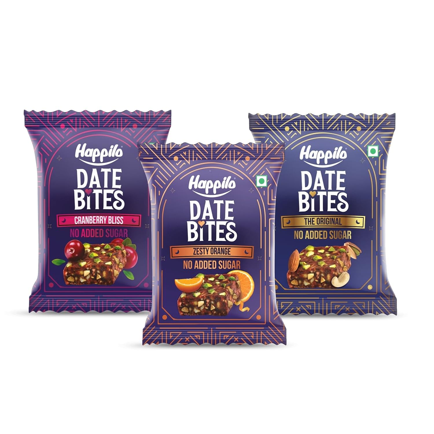 Happilo Date Bites Gift Pack 60g (Date Bites 20g, Date Bites Cranberry 20g & Date Bites Zesty Orange 20g)