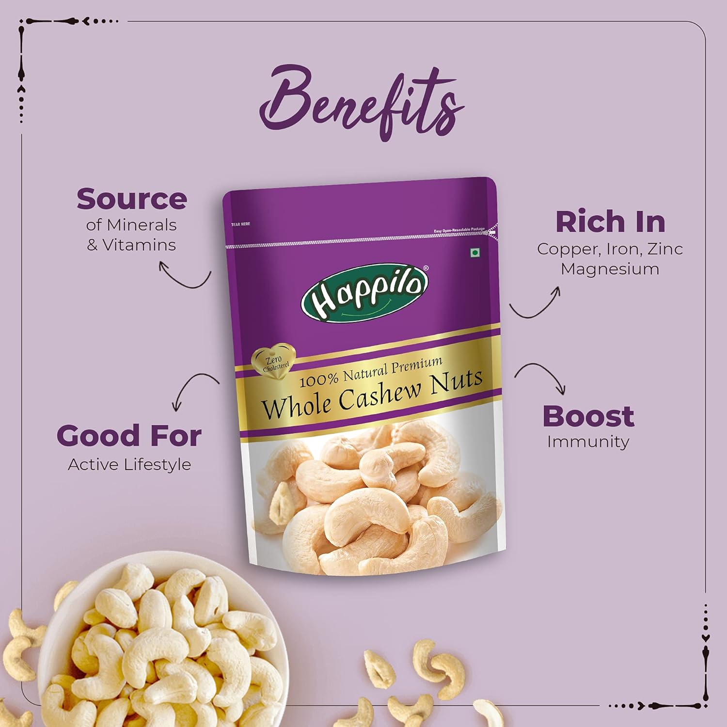 Happilo Premium Dry Fruits Combo 4 (Natural Almonds, Natural Cashews, Raisins, Salted Pistachios 290g)