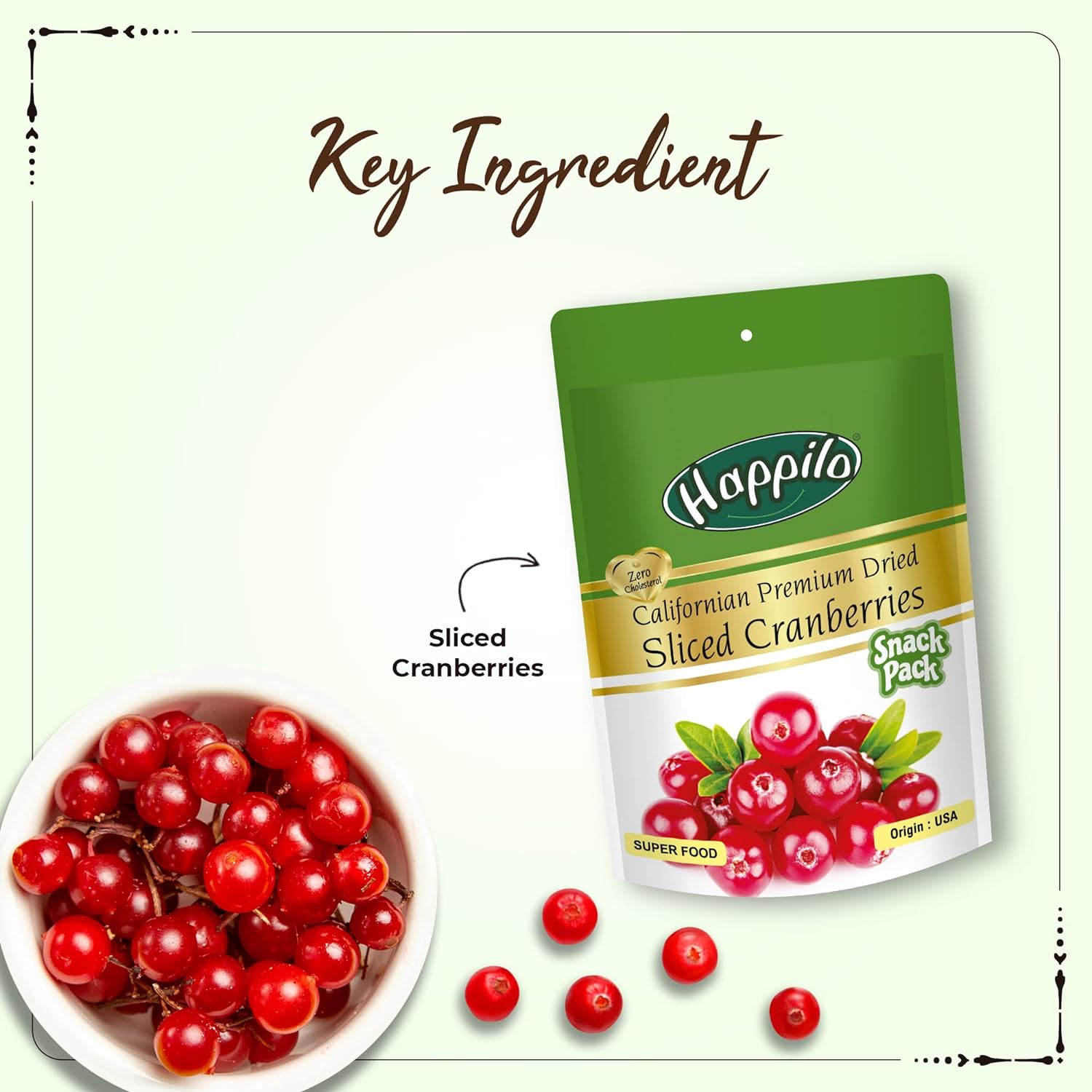 Happilo Snack Pack Californian Sliced Cranberries Sweet Dried 35g (Pack of 12)