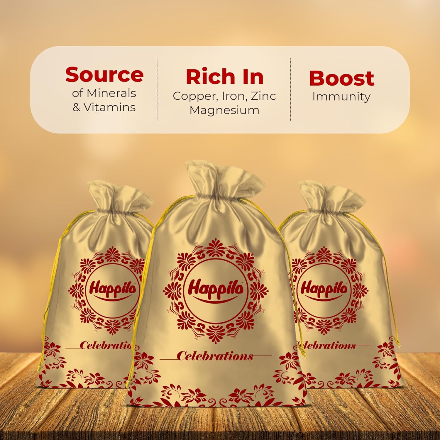 Happilo Premium Nuts & Dryfruit Celebrations Gift Potli Mangalyaan (Almond, Cashews & Raisin) 650g