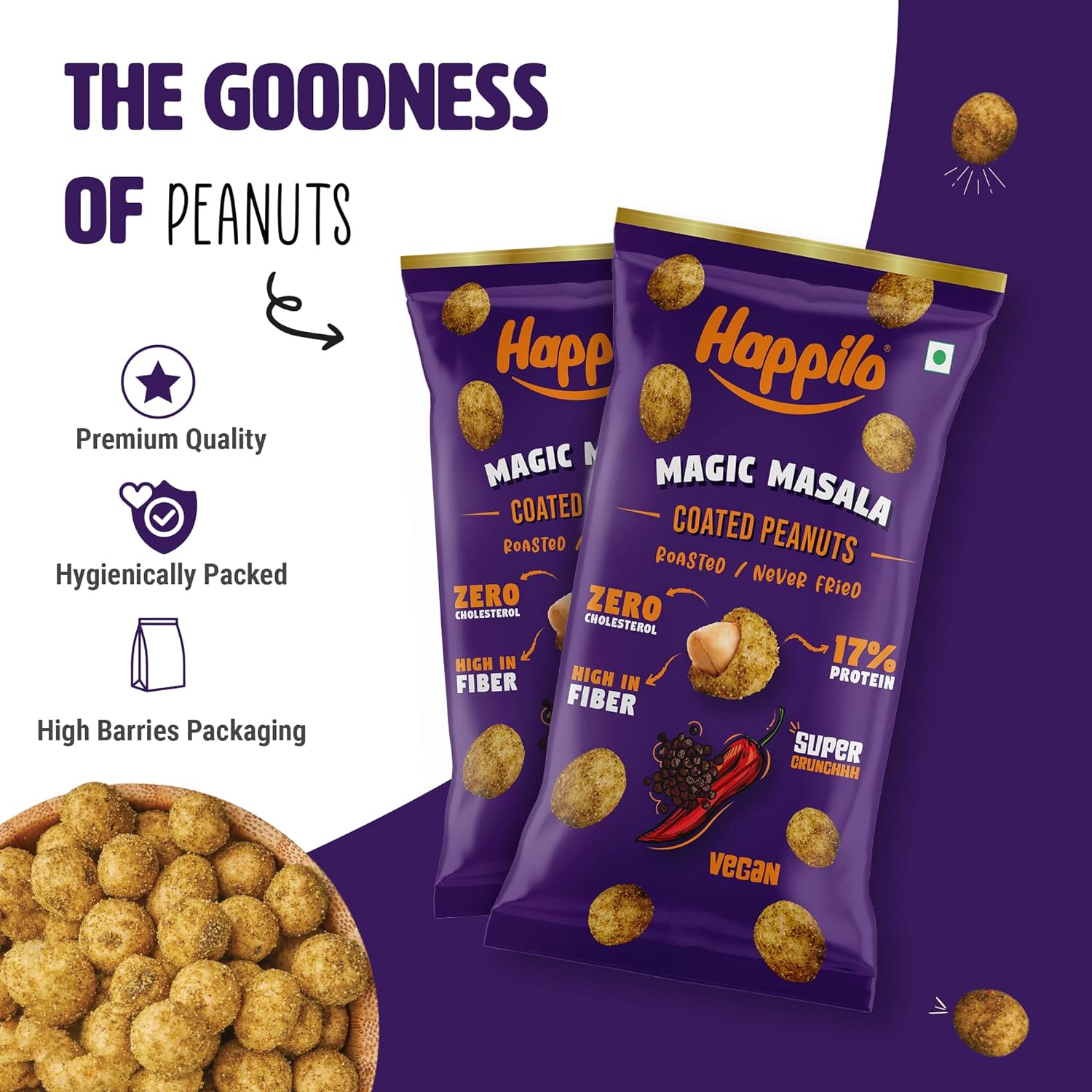Happilo Premium Super Snack Magic Masala Peanuts (Pack Of 12) 25g