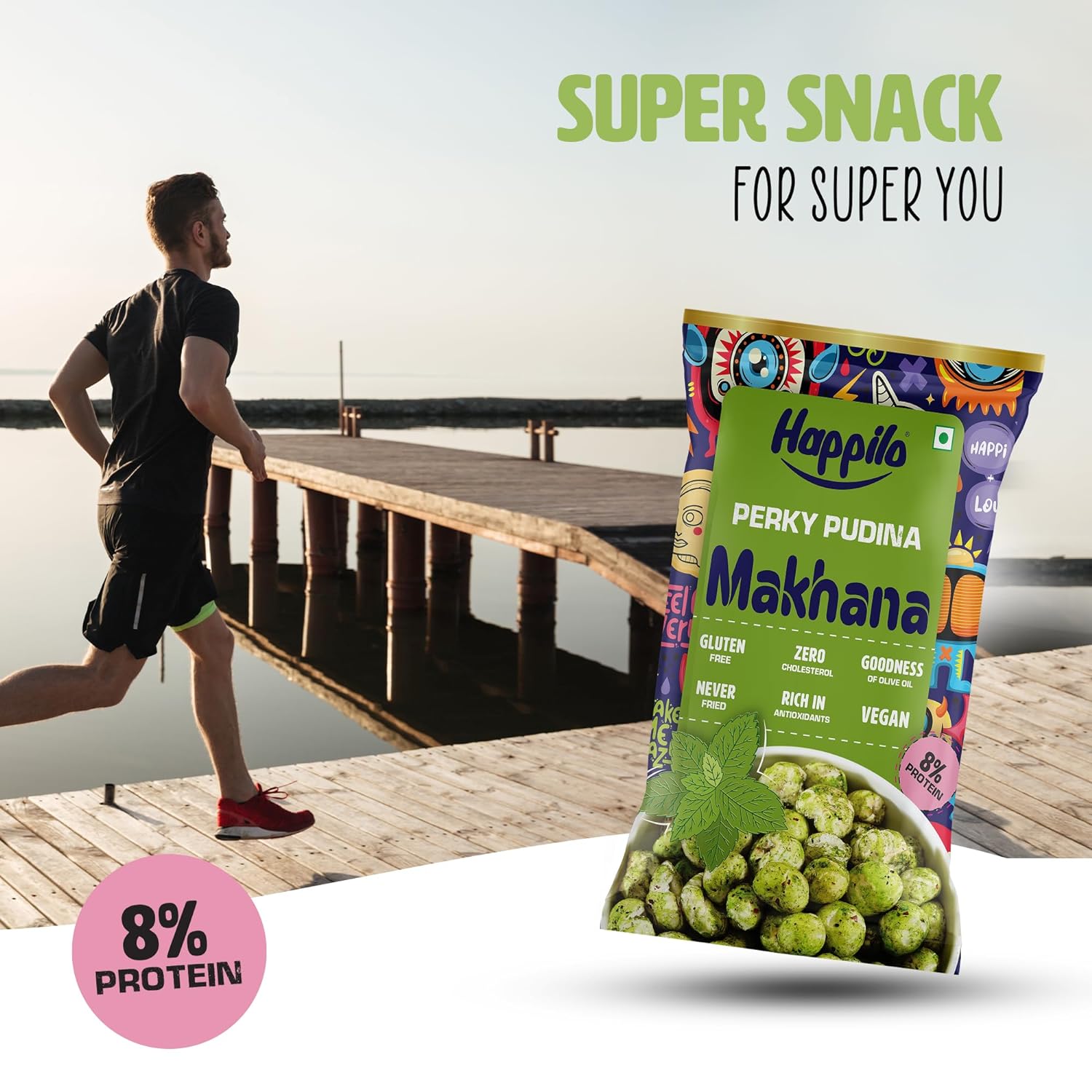 Happilo Premium Super Snack Makhana Perky Pudina (Pack Of 12) 14g