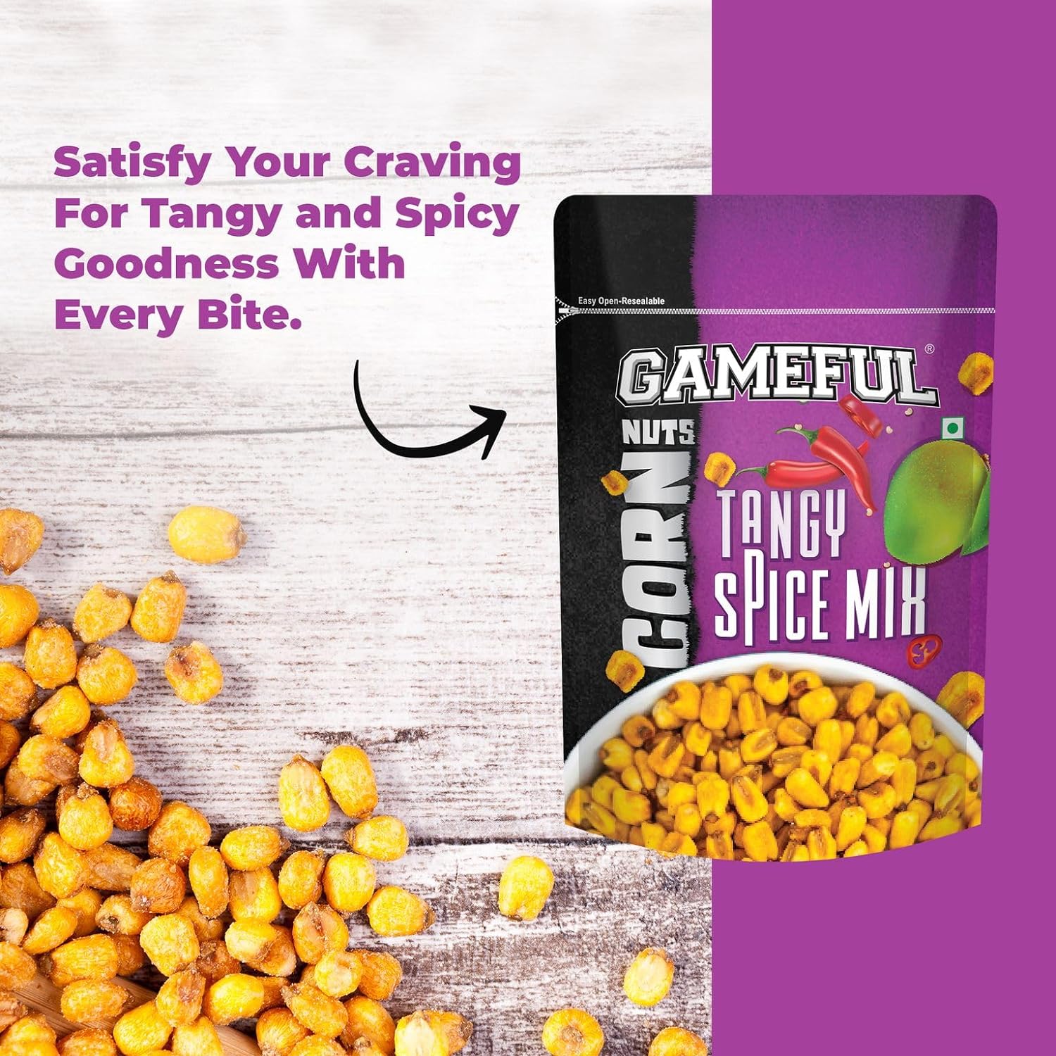 Gameful Corn Nut Combo 800g (Chilli Lime, Tangy Spice, Spisico Garlic, Korean Barbeque)