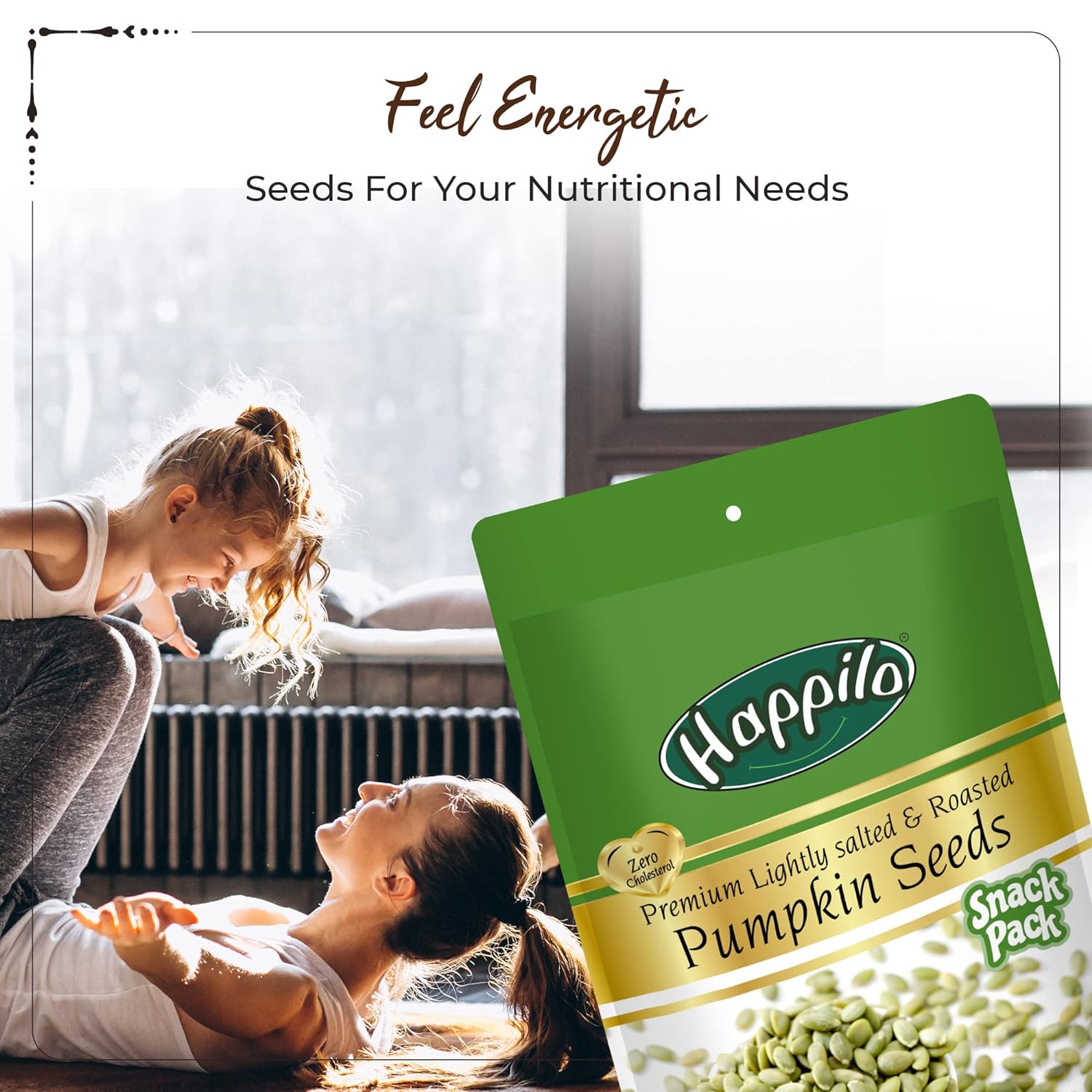 Happilo Snack Pack Pumpkin Seeds - Lightly Salted & Roasted 35g (Pack of 12)
