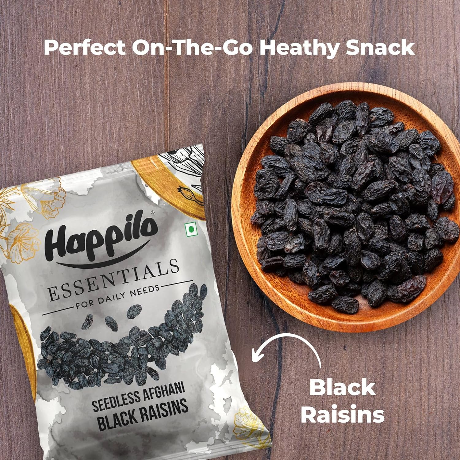 Happilo Essentials Afghani Seedless Black Raisins 200g