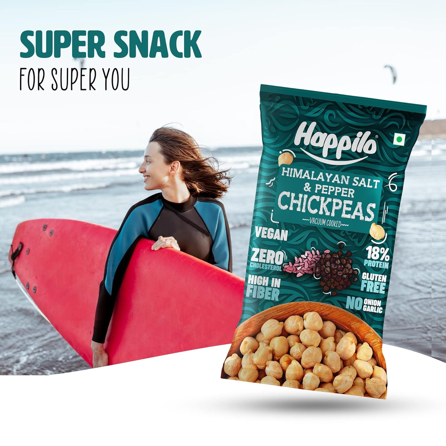 Happilo Premium Super Snack Himalayan Salt & Pepper Chickpeas (Pack Of 12) 20g