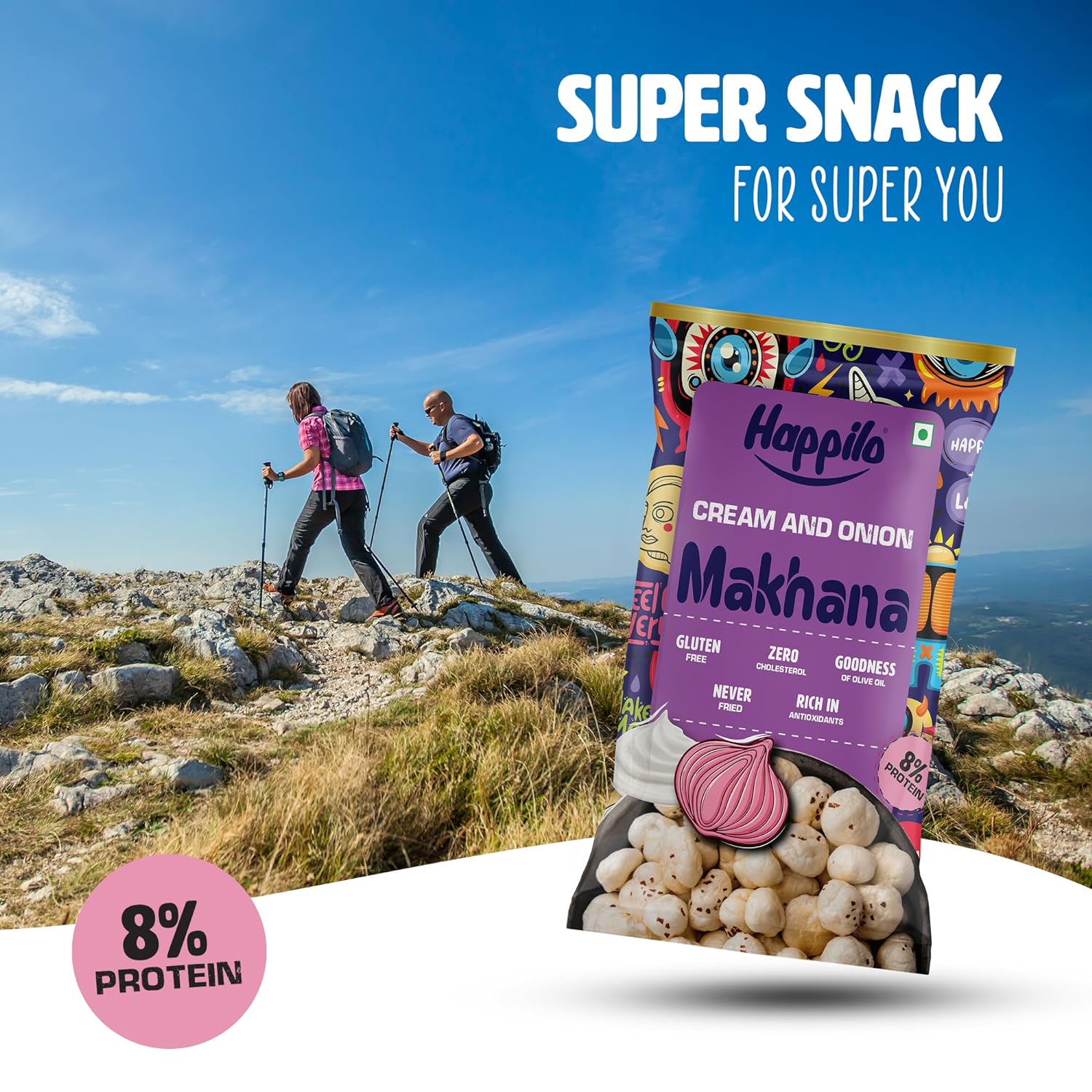 Happilo Premium Super Snack Makhana Cream & Onion (Pack Of 12) 14g