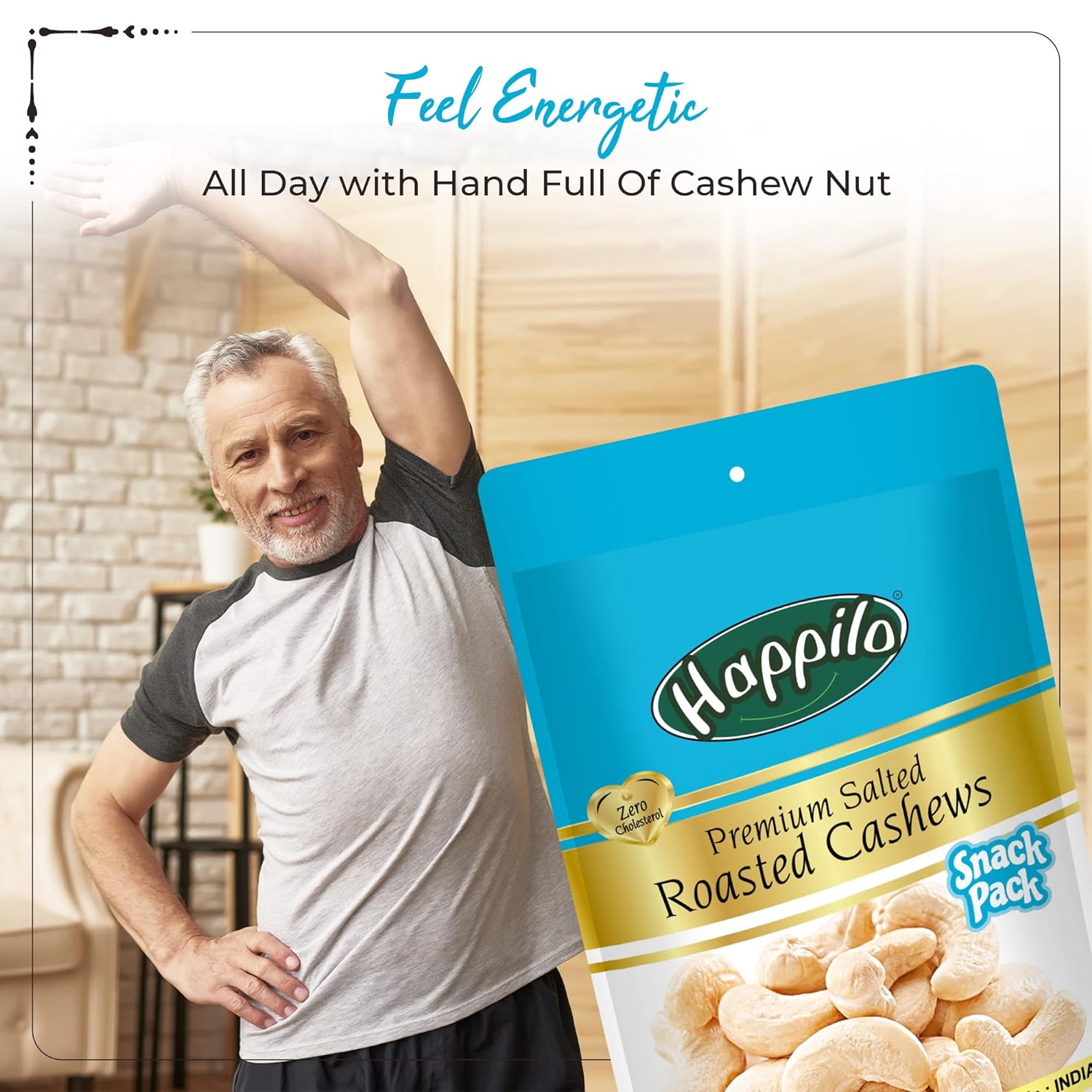 Happilo Premium Oven Roasted Cashews - Lightly Salted 80g