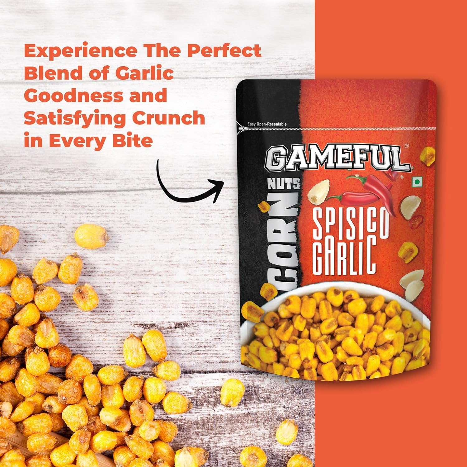 Gameful Corn Nut Combo 800g (Chilli Lime, Tangy Spice, Spisico Garlic, Korean Barbeque)
