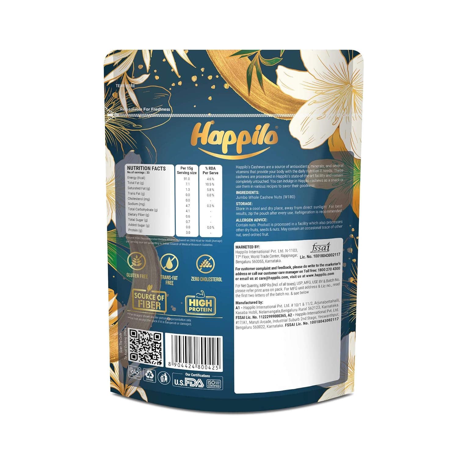 Happilo Gourmet Jumbo Cashew w180 500g