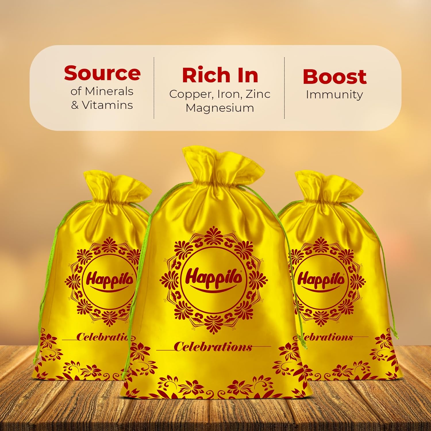 Happilo Premium Nuts & Dryfruit Celebrations Gift Potli Chandrayaan (Almond, Cashews Pista & Raisin) 390g