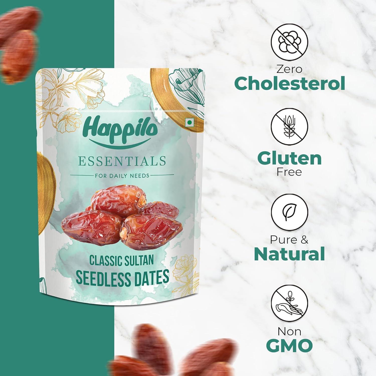 Happilo Essentials Classic Sultan Seedless Dates 500g