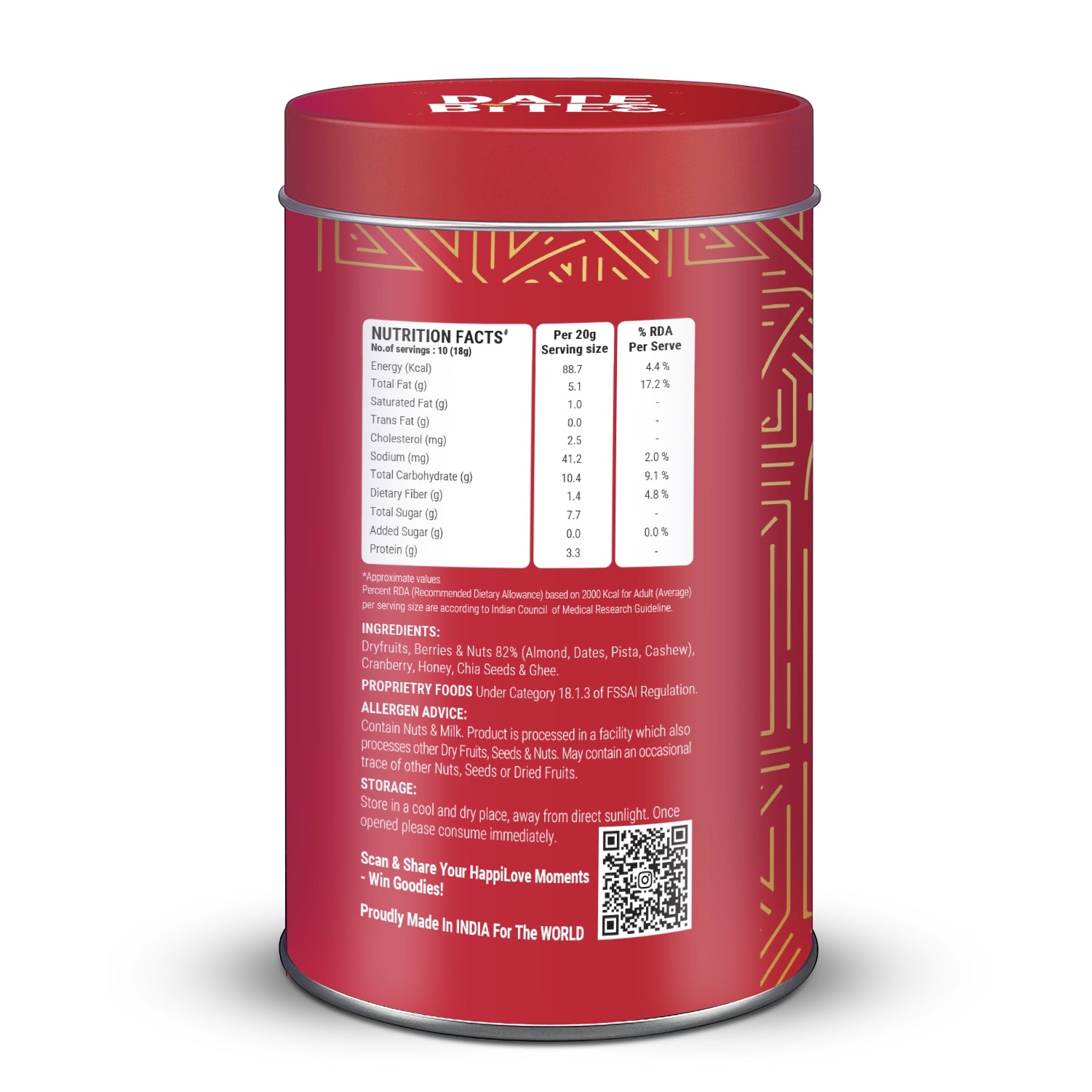 Happilo Premium Date Bites Cranberry