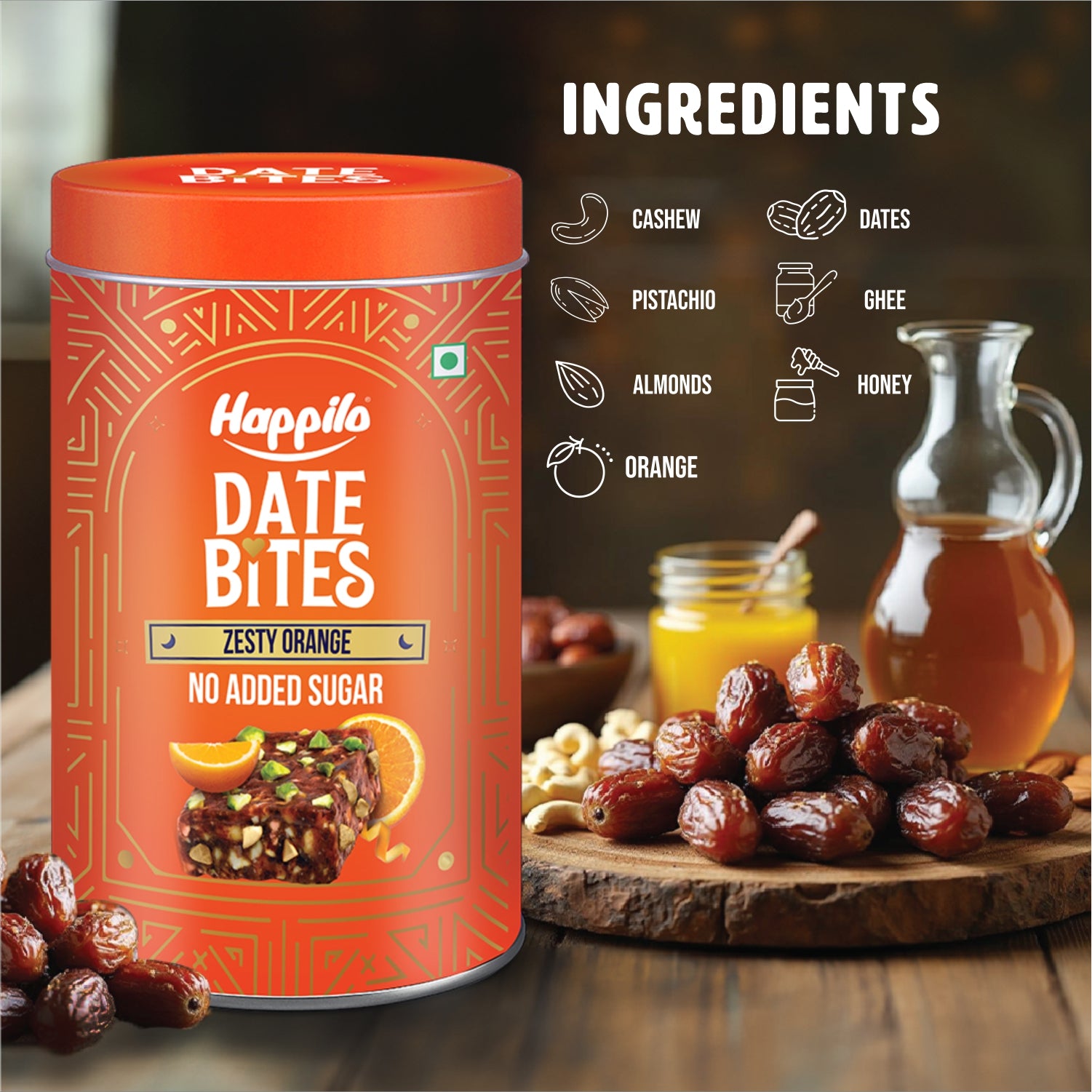 Happilo Premium Date Bites Zesty Orange