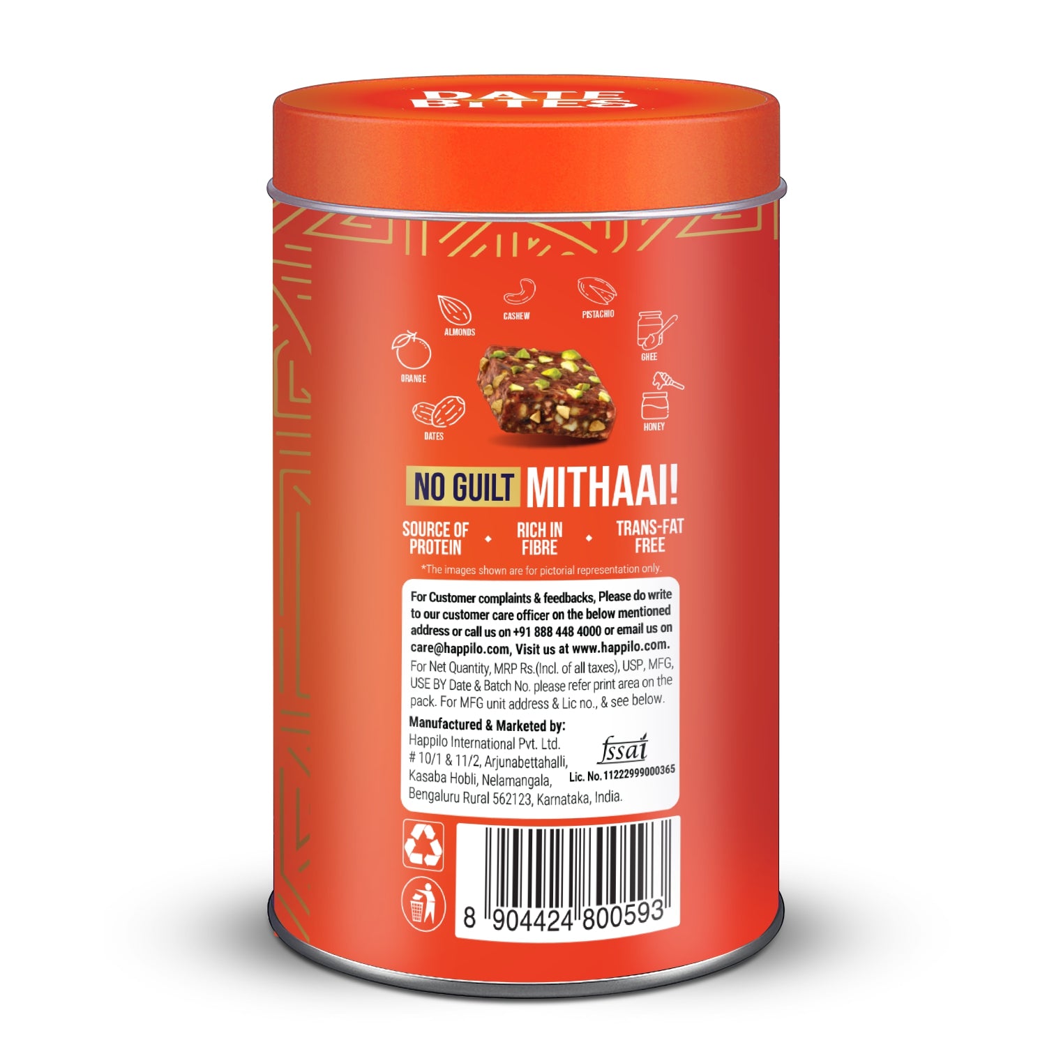 Happilo Premium Date Bites Zesty Orange