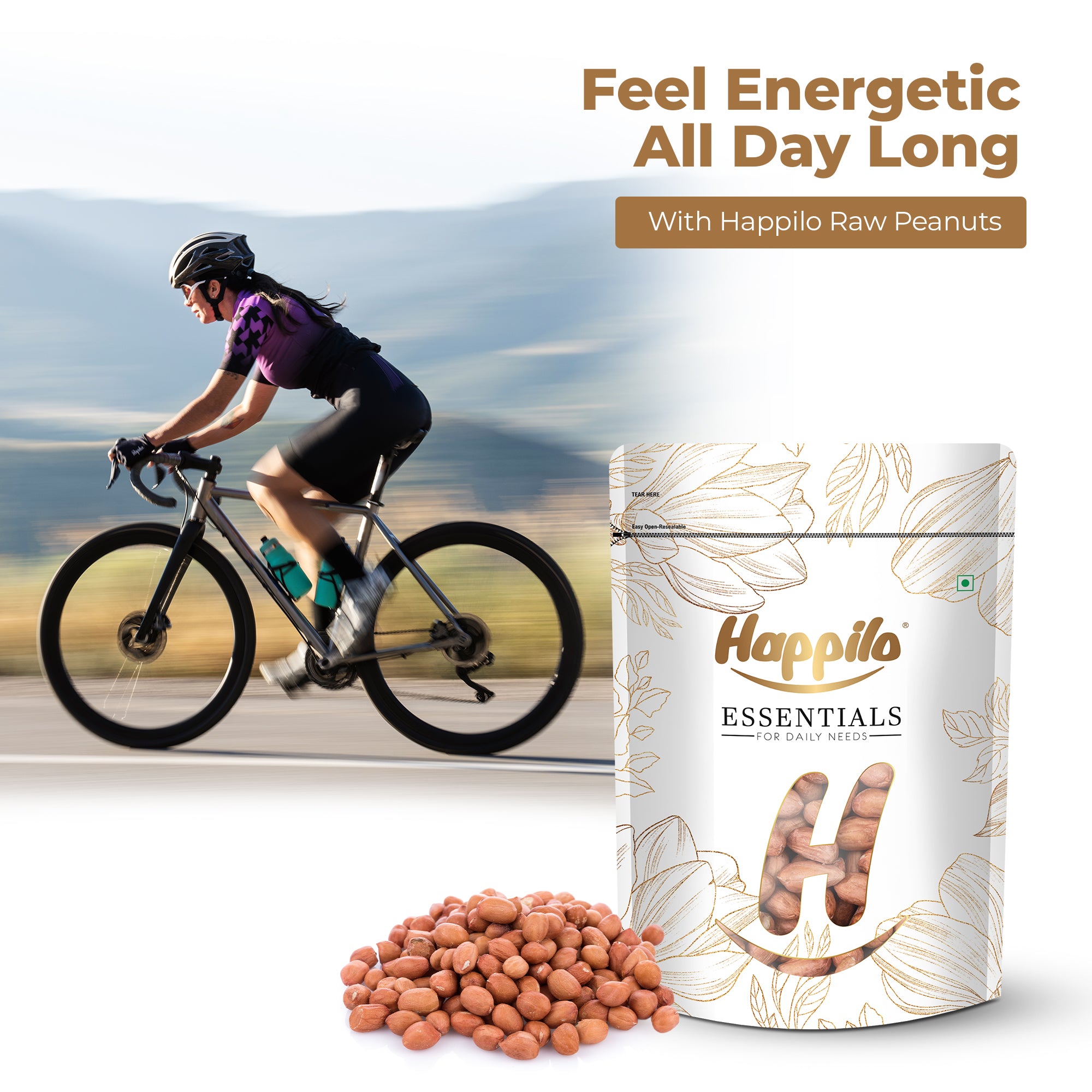 Happilo Essentials Raw Peanut, Plant-based Protein, Healthy Snacks, 1kg