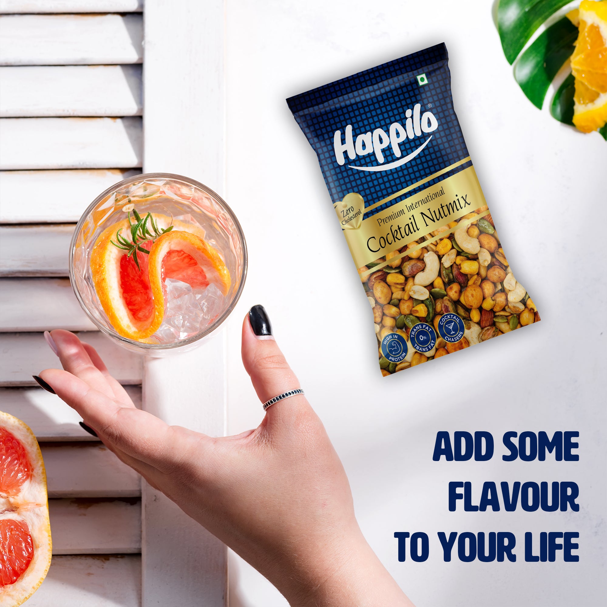 Happilo Cocktail Nutmix 18g, Almonds, Pistachios, Cashews, Pumpkin Seeds, Roasted Corn Nuts, Chickpeas, Peanuts