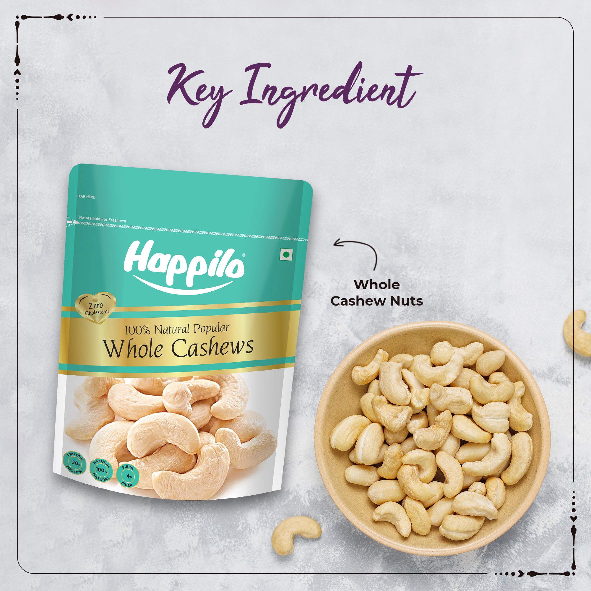 Happilo Natural Popular Cashews, Nutritious & Delicious Nuts, Signature Plain, High Fiber, Rich In Protein, 400g
