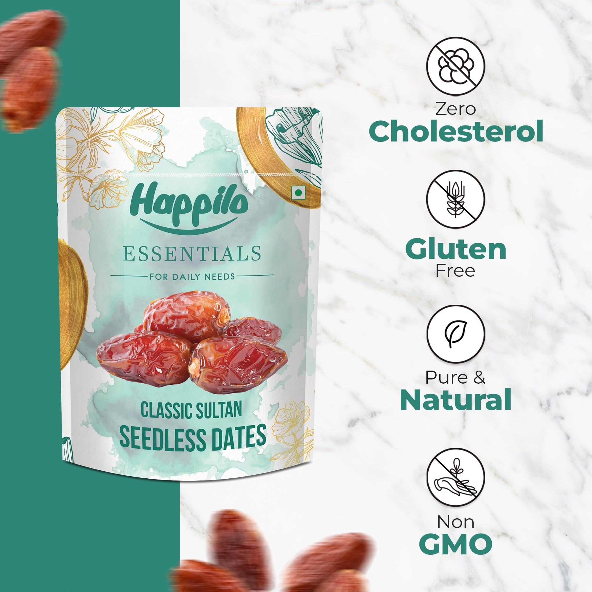 Happilo Essentials Classic Sultan Seedless Dates 500g