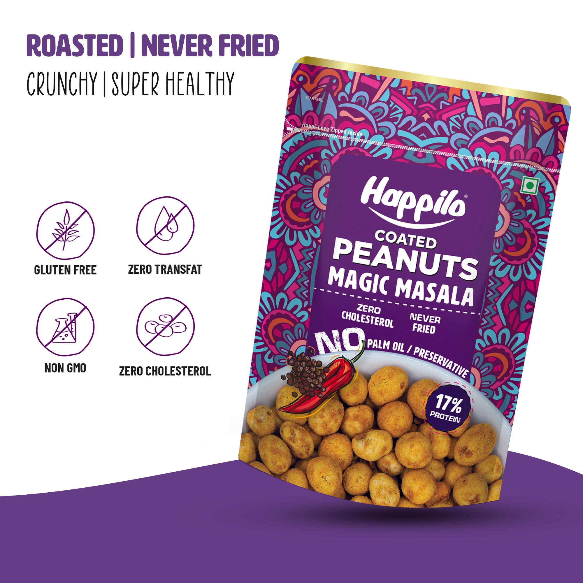 Happilo Premium Super Snack Magic Masala Peanut 150g, Crunchy and Nutty, High in Protein and Dietary Fibre